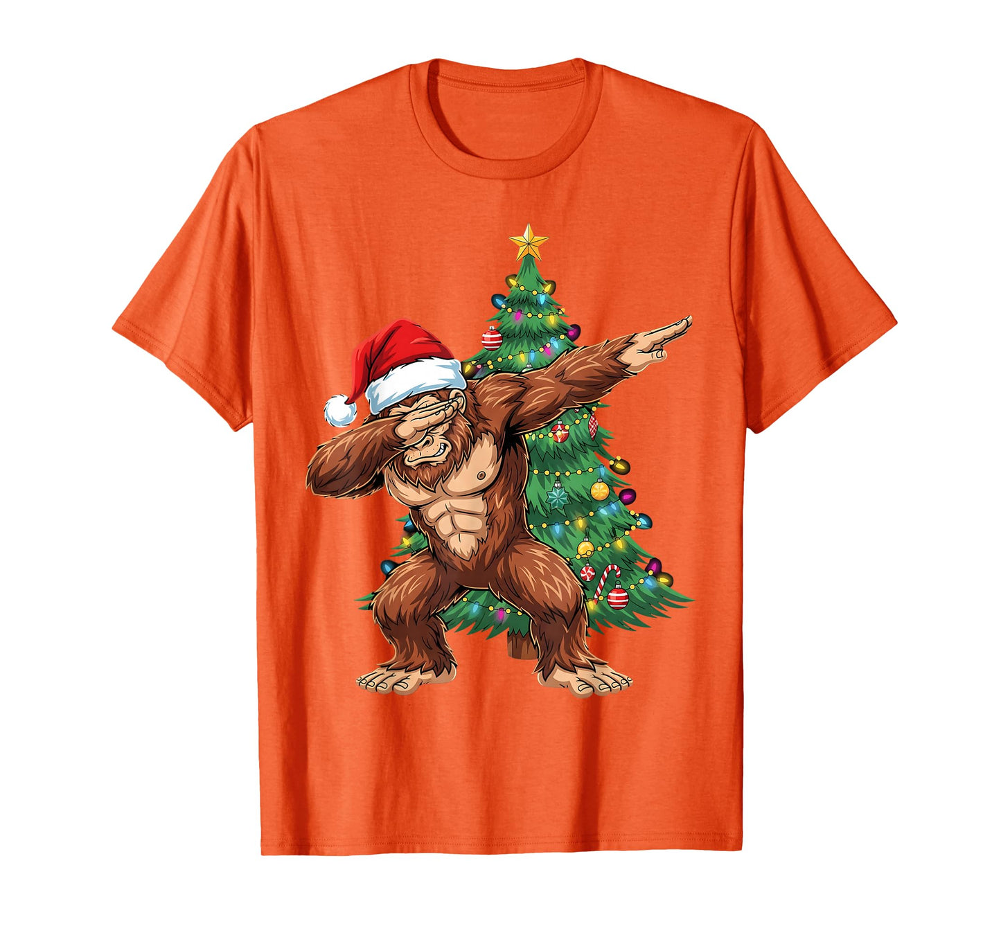 Bigfoot Christmas Tree Dabbing Santa Xmas Sasquatch Men Boys T-Shirt