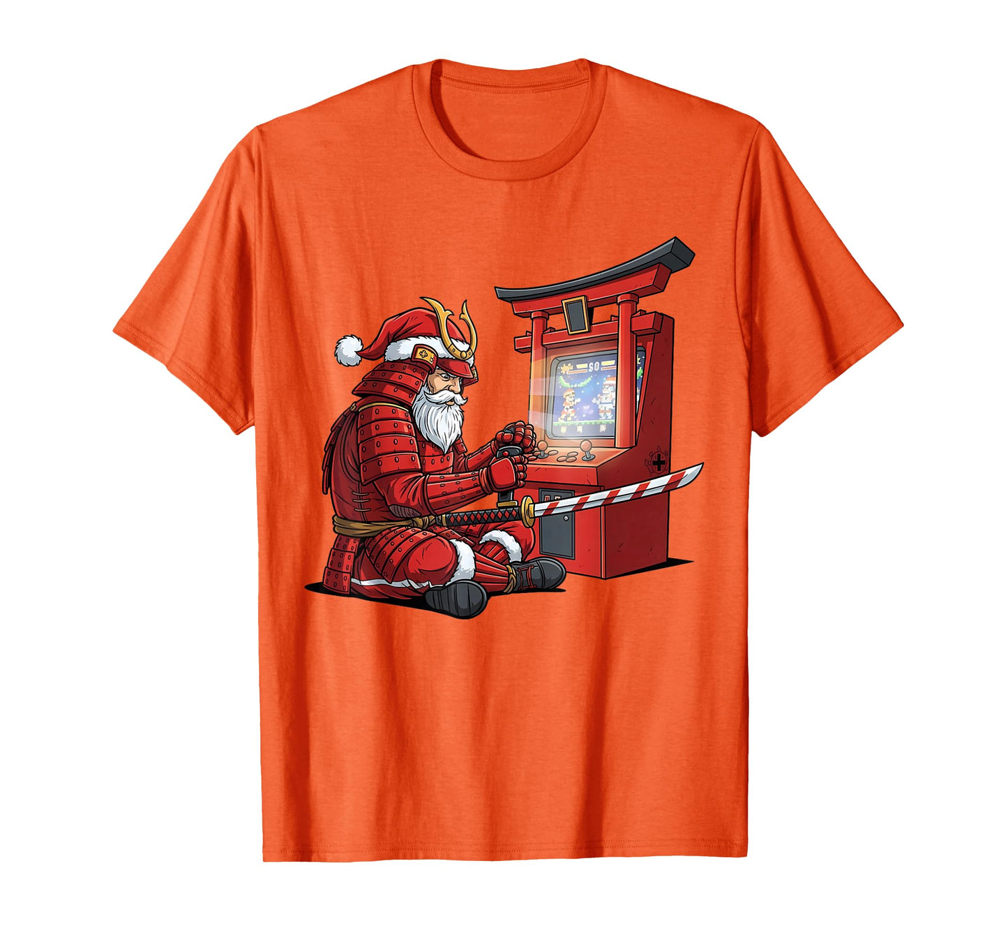 Santa Samurai Gamer Funny Arcade Fighting Christmas Boys T-Shirt