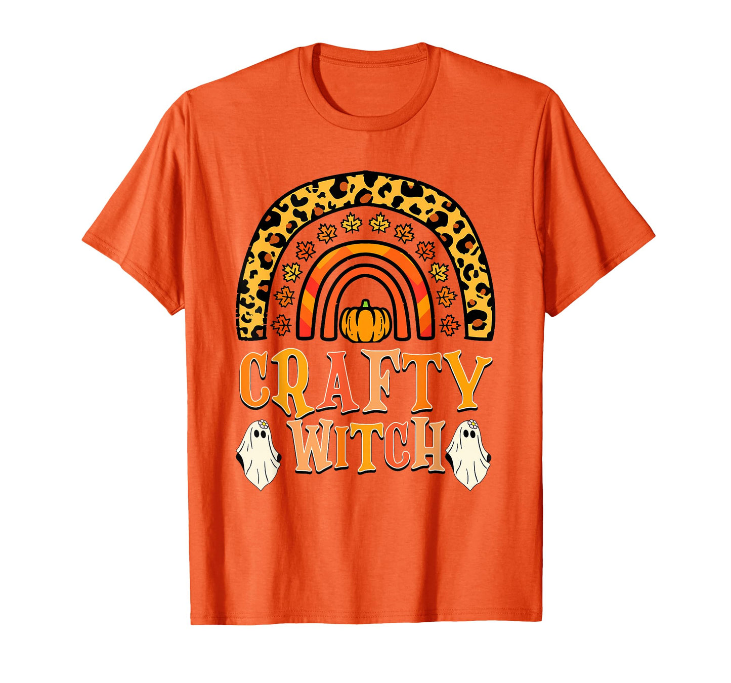 Crafty Witch Rainbow Pumpkin Halloween T-Shirt
