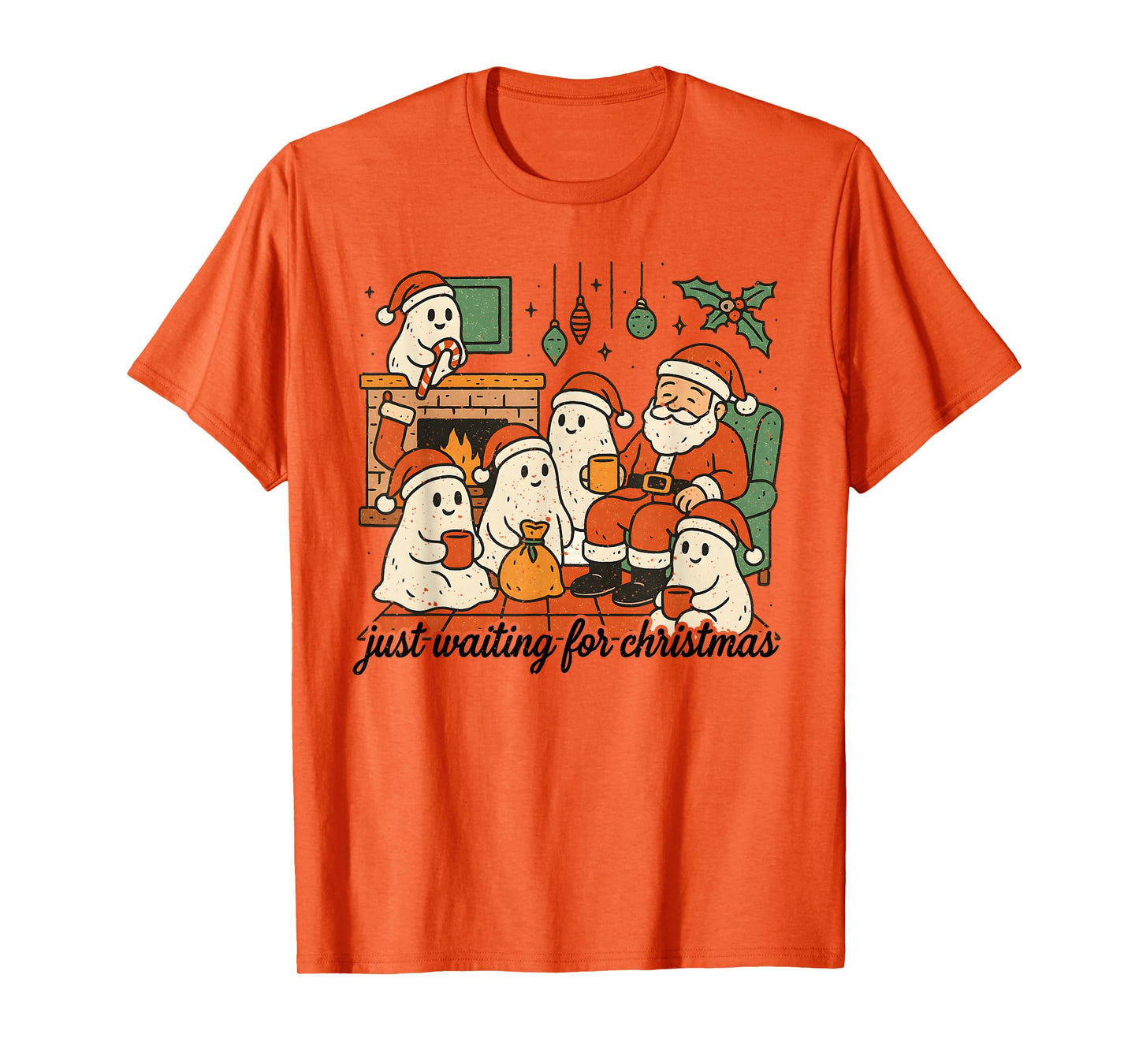 Just Waiting for Christmas, Santa Claus Ghost Christmas T-Shirt
