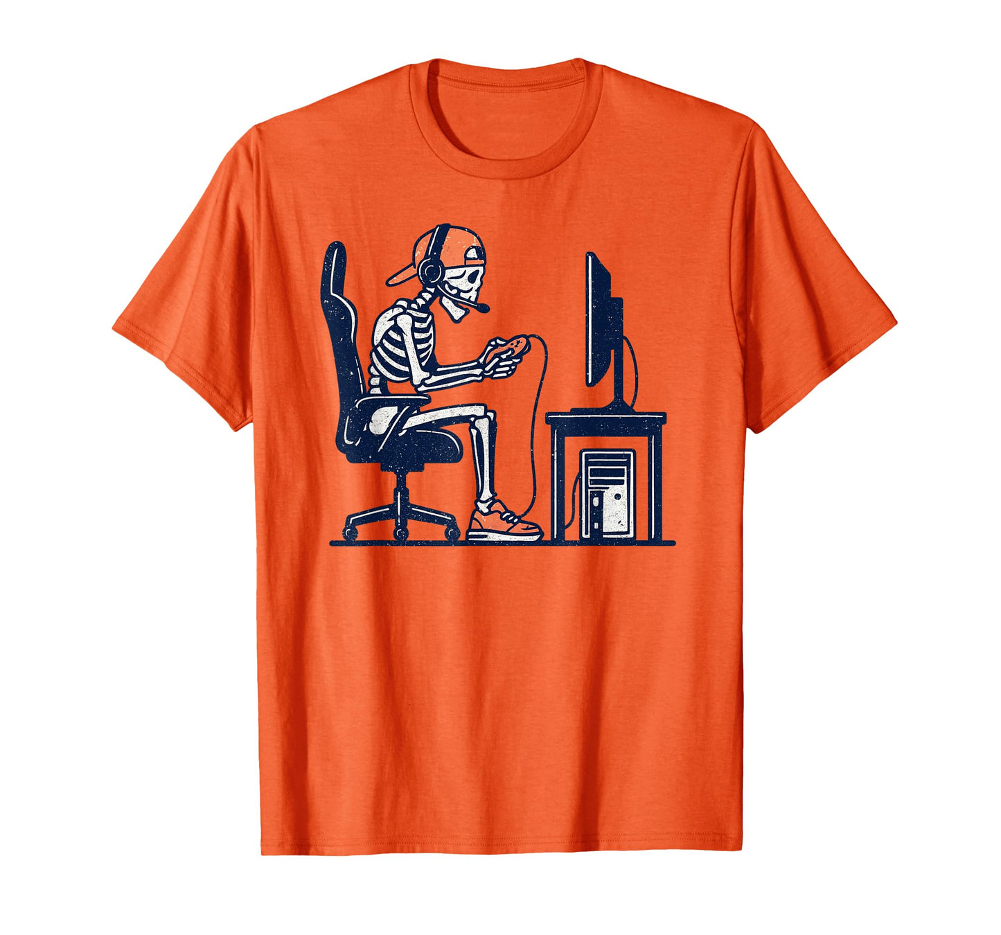 Vintage Halloween Skeleton Gamer Funny Spooky Costume T-Shirt