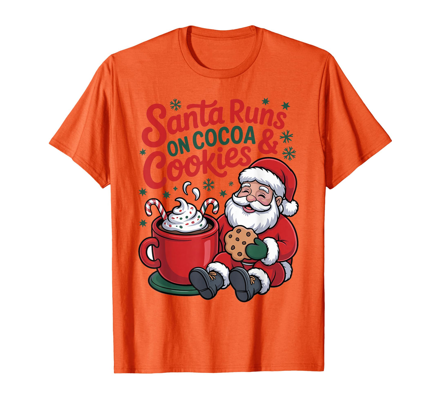 Funny Santa Runs on Cocoa and Cookies Christmas Kids T-Shirt
