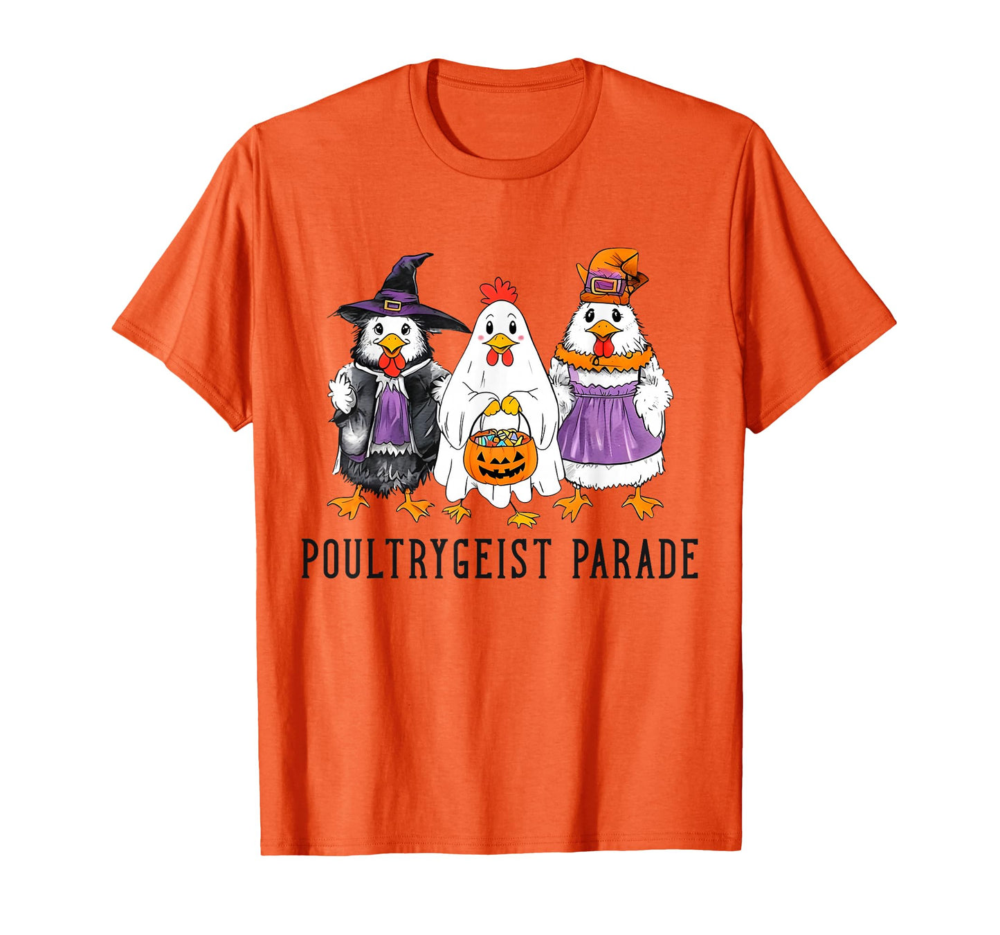 Funny Halloween Spooky Chicken Crew Poultrygeist Parade T-Shirt
