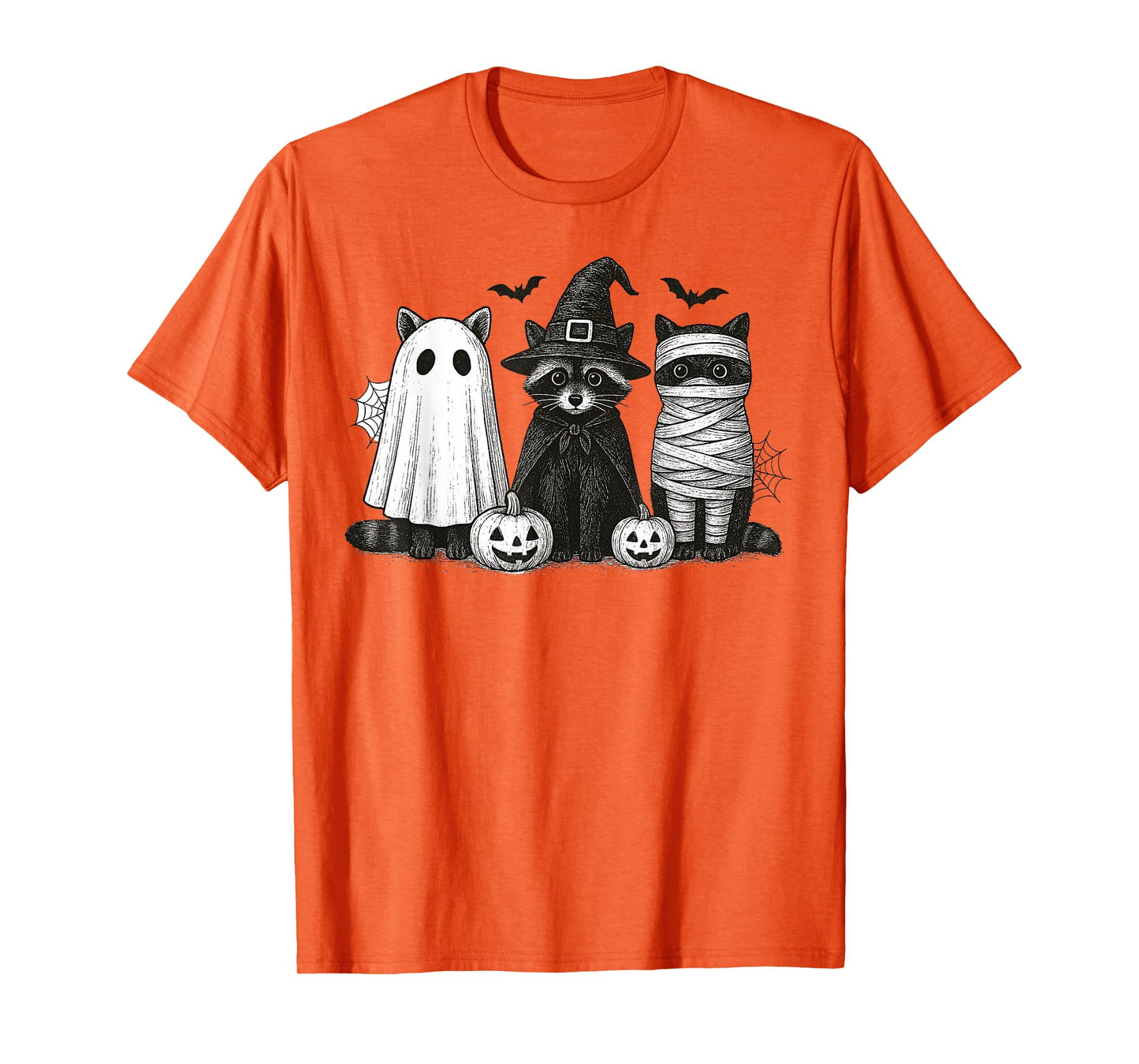 Spooky and Feral Halloween Witch Raccon Ghost Mummy Costume T-Shirt