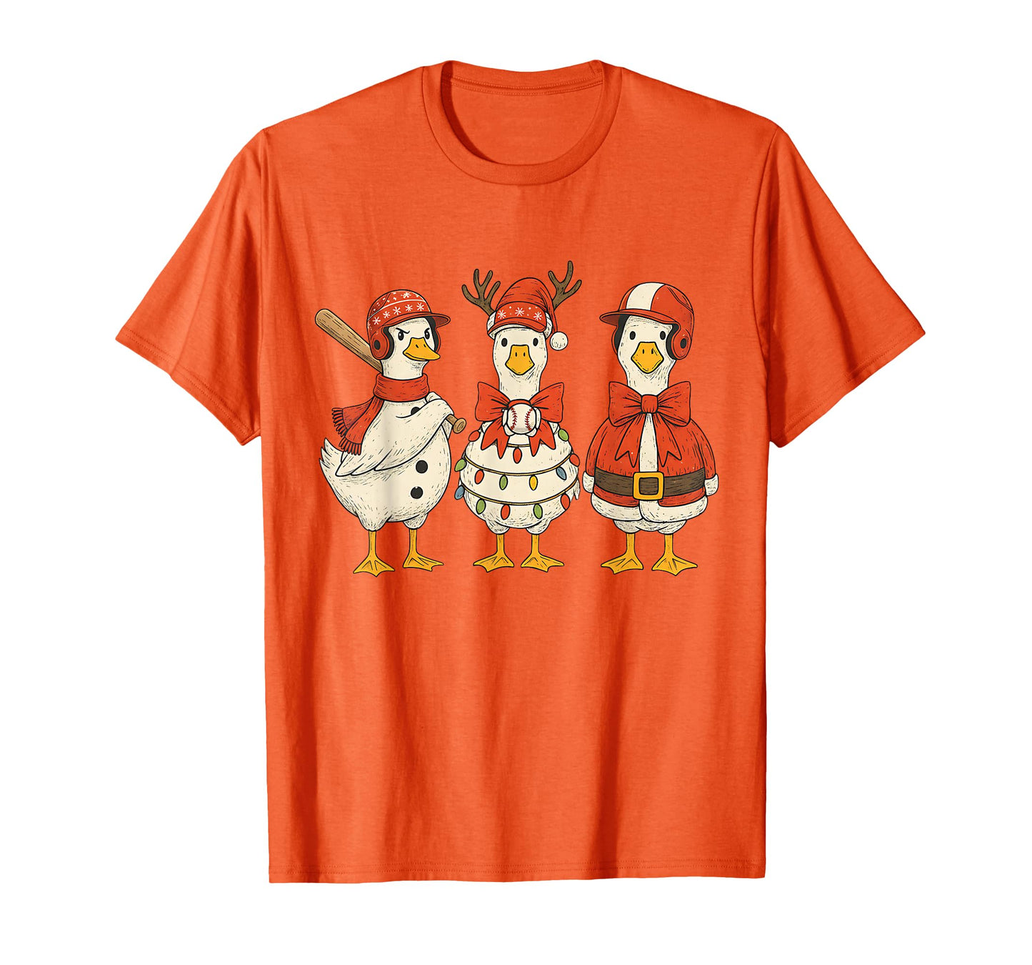 Preppy Goose Baseball Christmas Crew Santa Goose Baseball T-Shirt