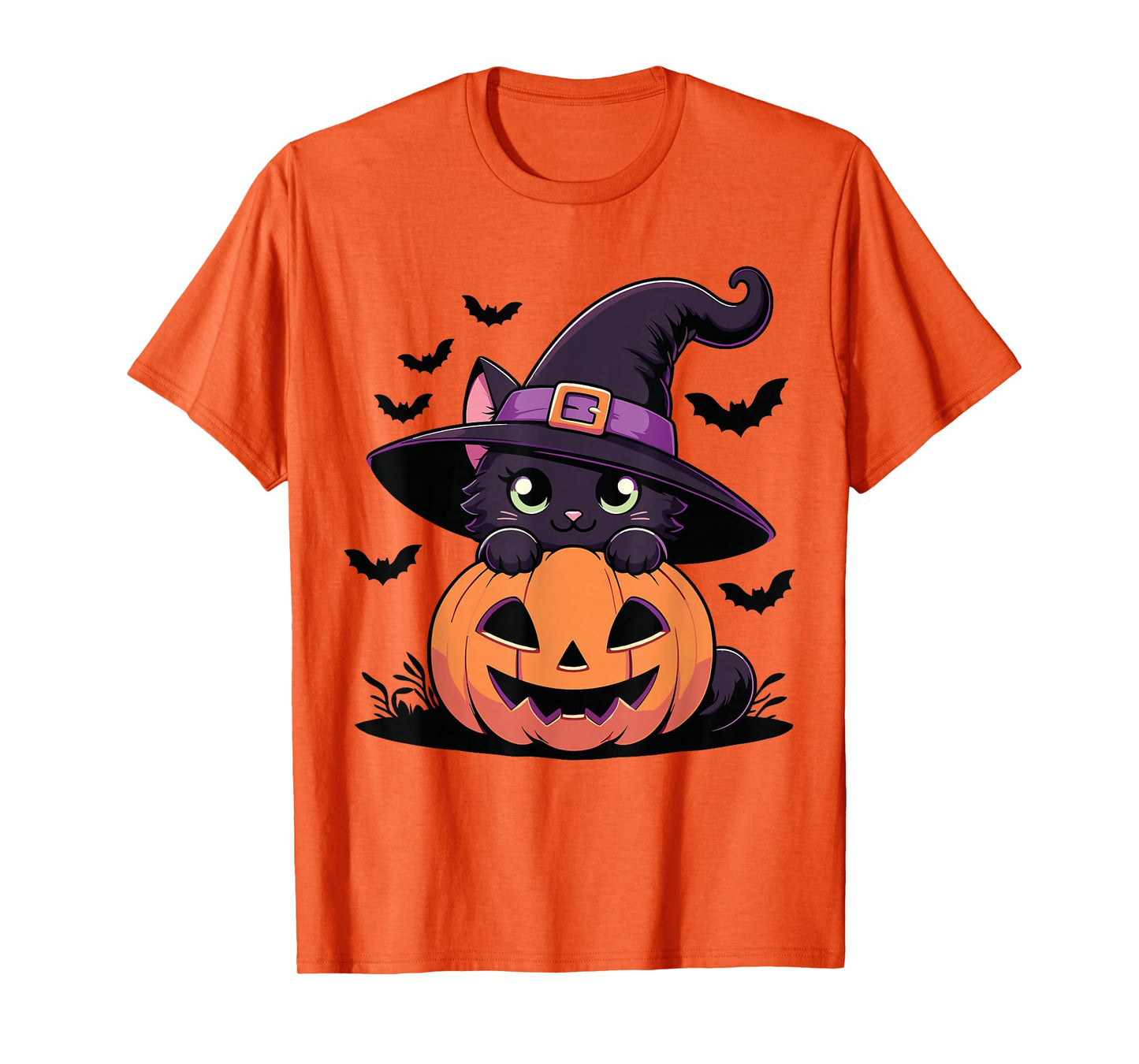 Retro Black Cat Pumpkin Halloween Costume Fall Autumn Season T-Shirt