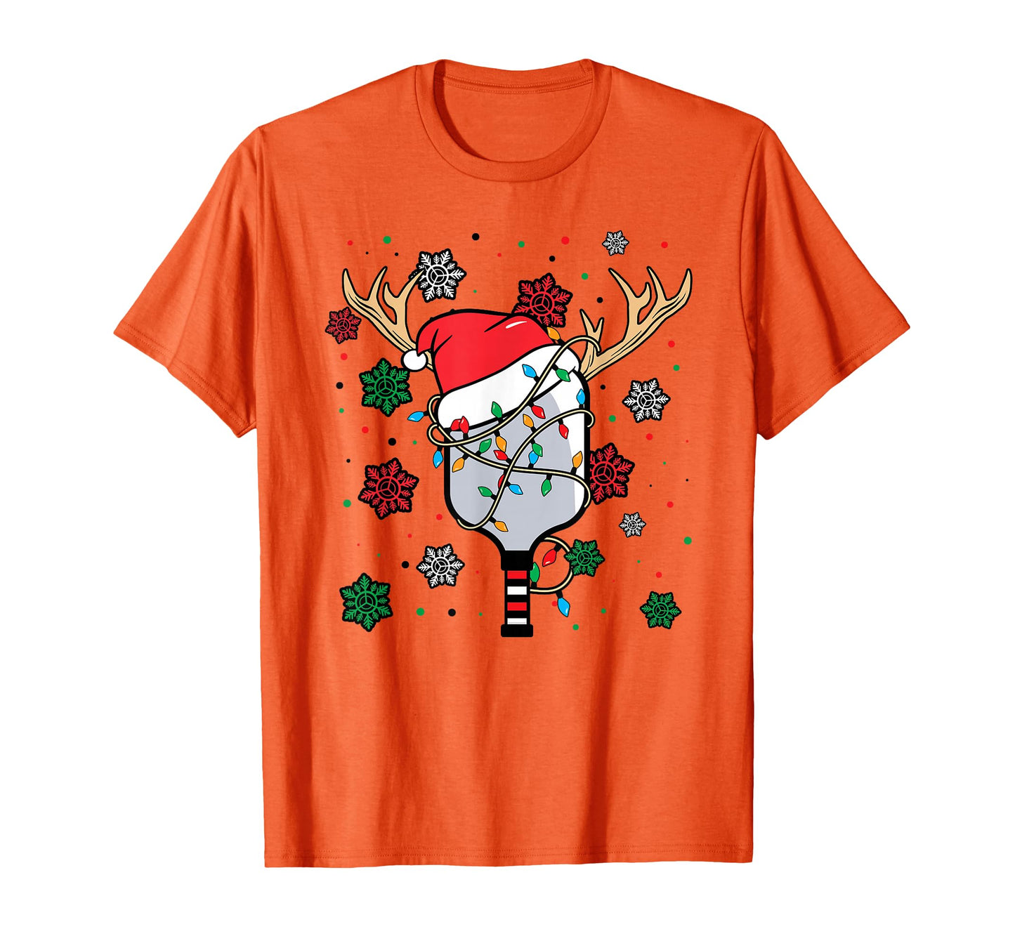 Christmas Pickleball Paddle Reindeer Santa Hat Xmas Costume T-Shirt