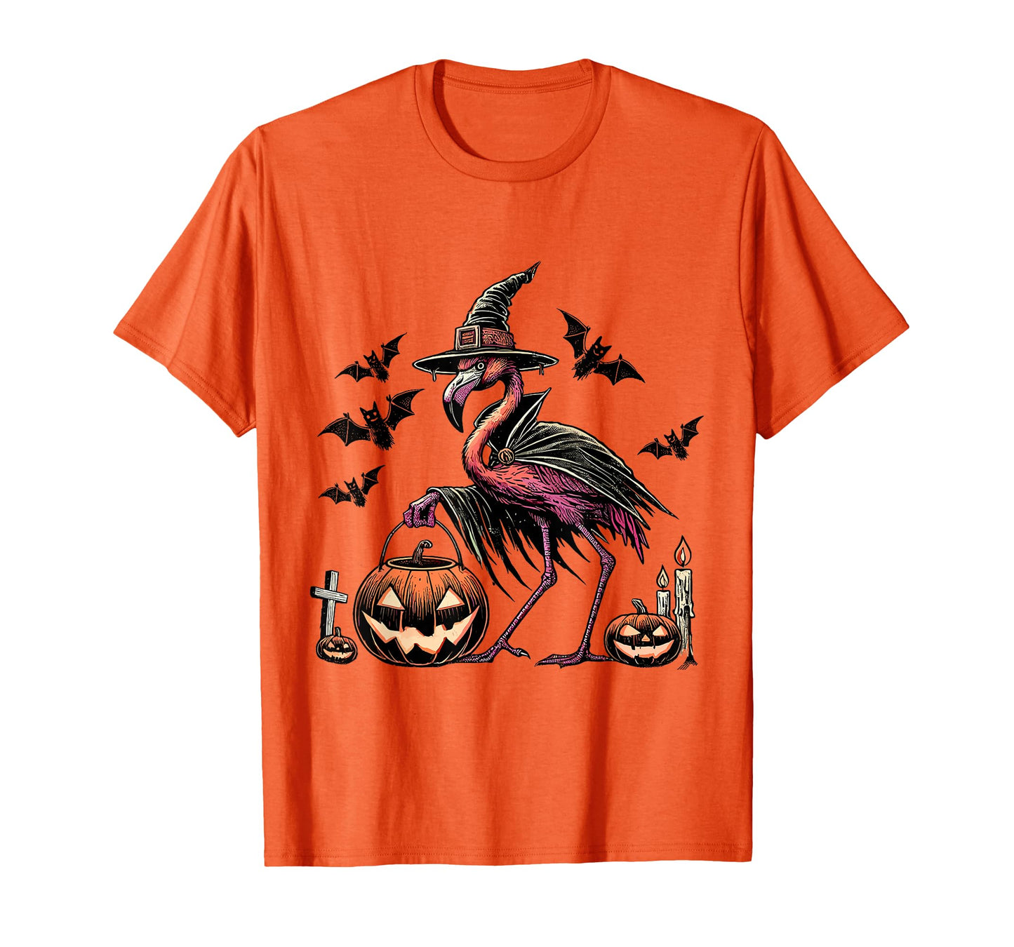Halloween Flamingo Witch Funny Spooky Flamingo Costume Tee T-Shirt