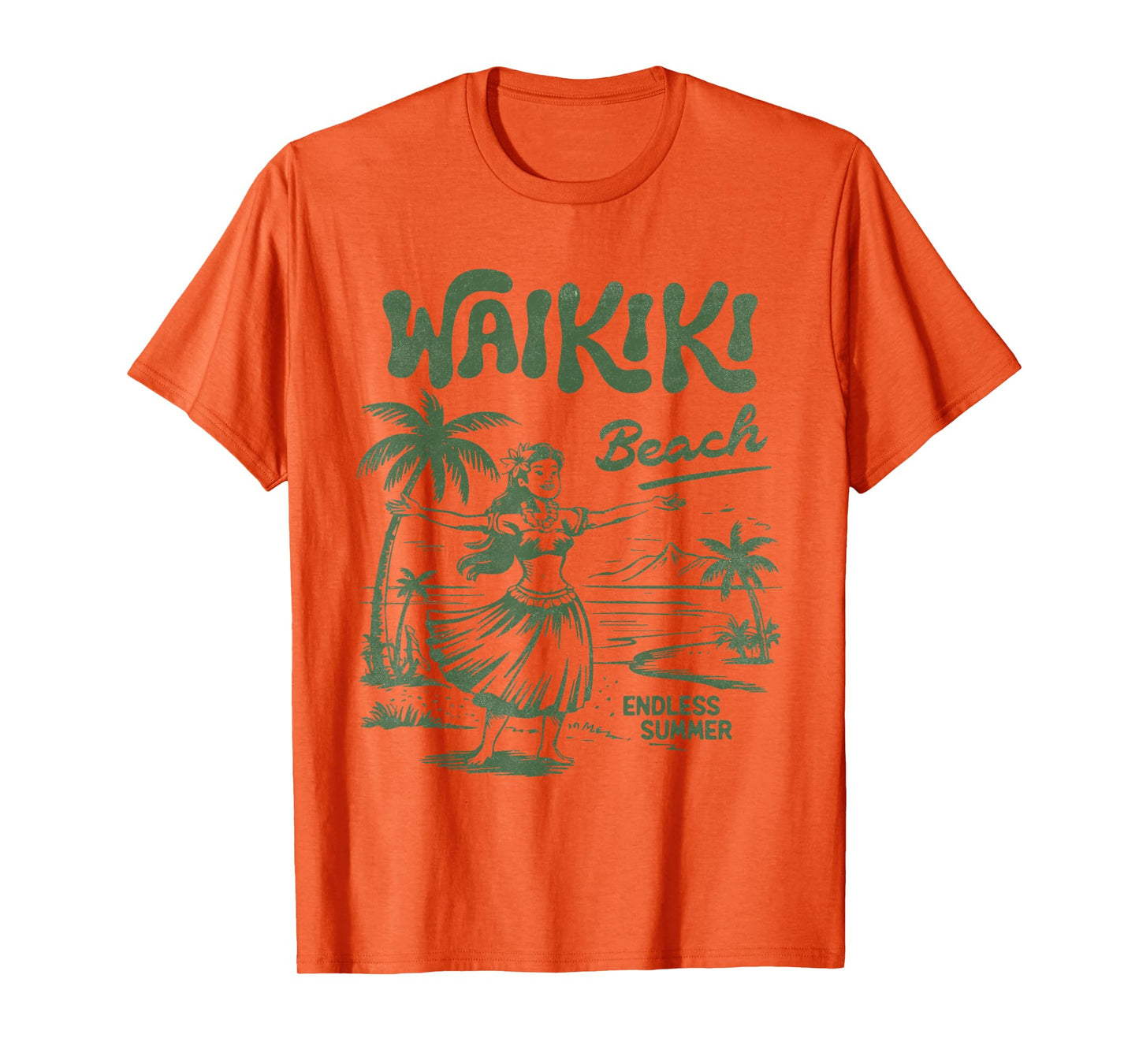 Retro Waikiki Hula Girl Hawaii Beach Vintage Island Vibes T-Shirt