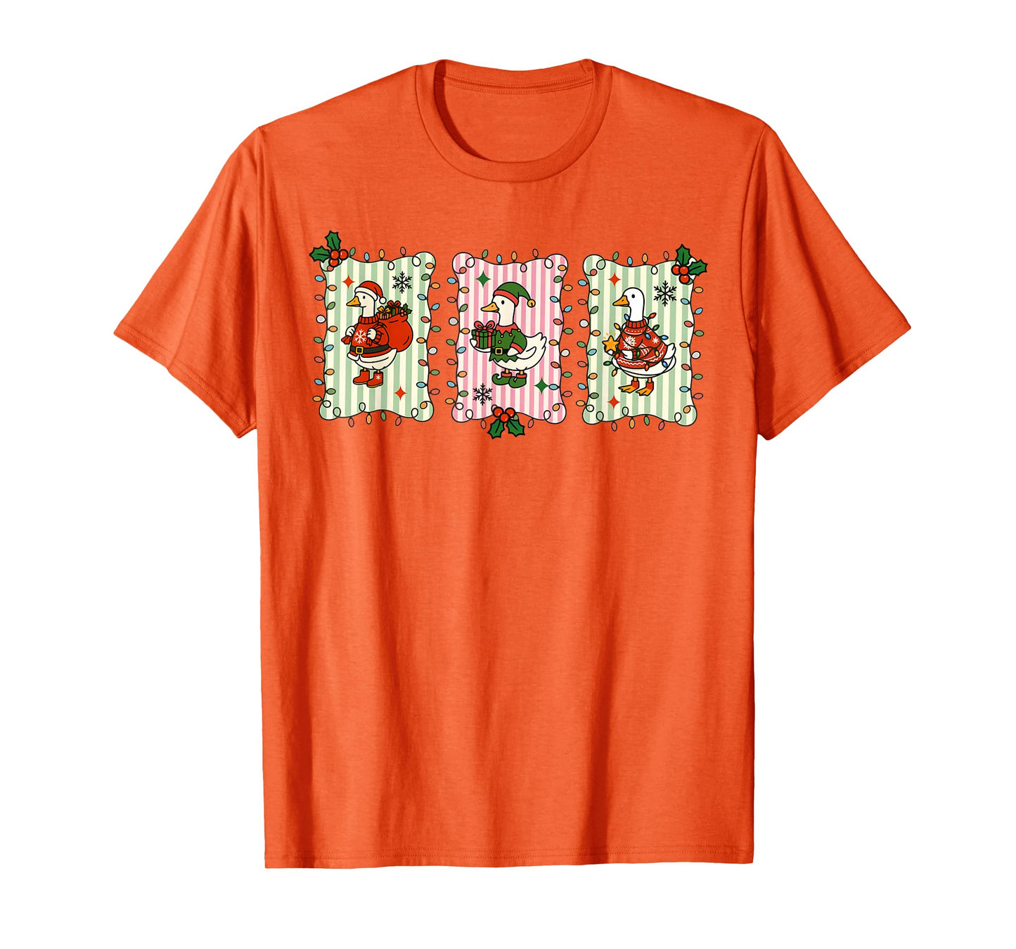 Retro Christmas Silly Goose Christmas Light Goosemas Funny T-Shirt