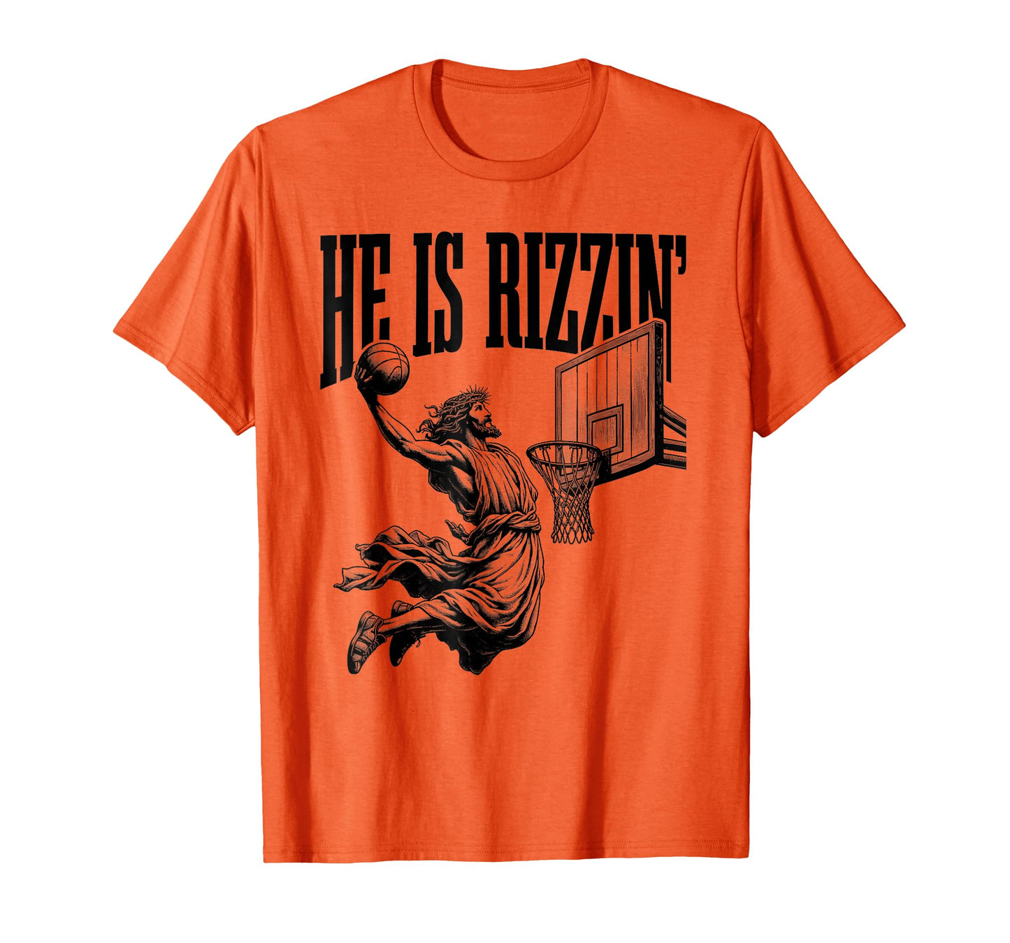 He Is Rizzin Shirt Basketball Jesus Retro Easter Christian T-Shirt