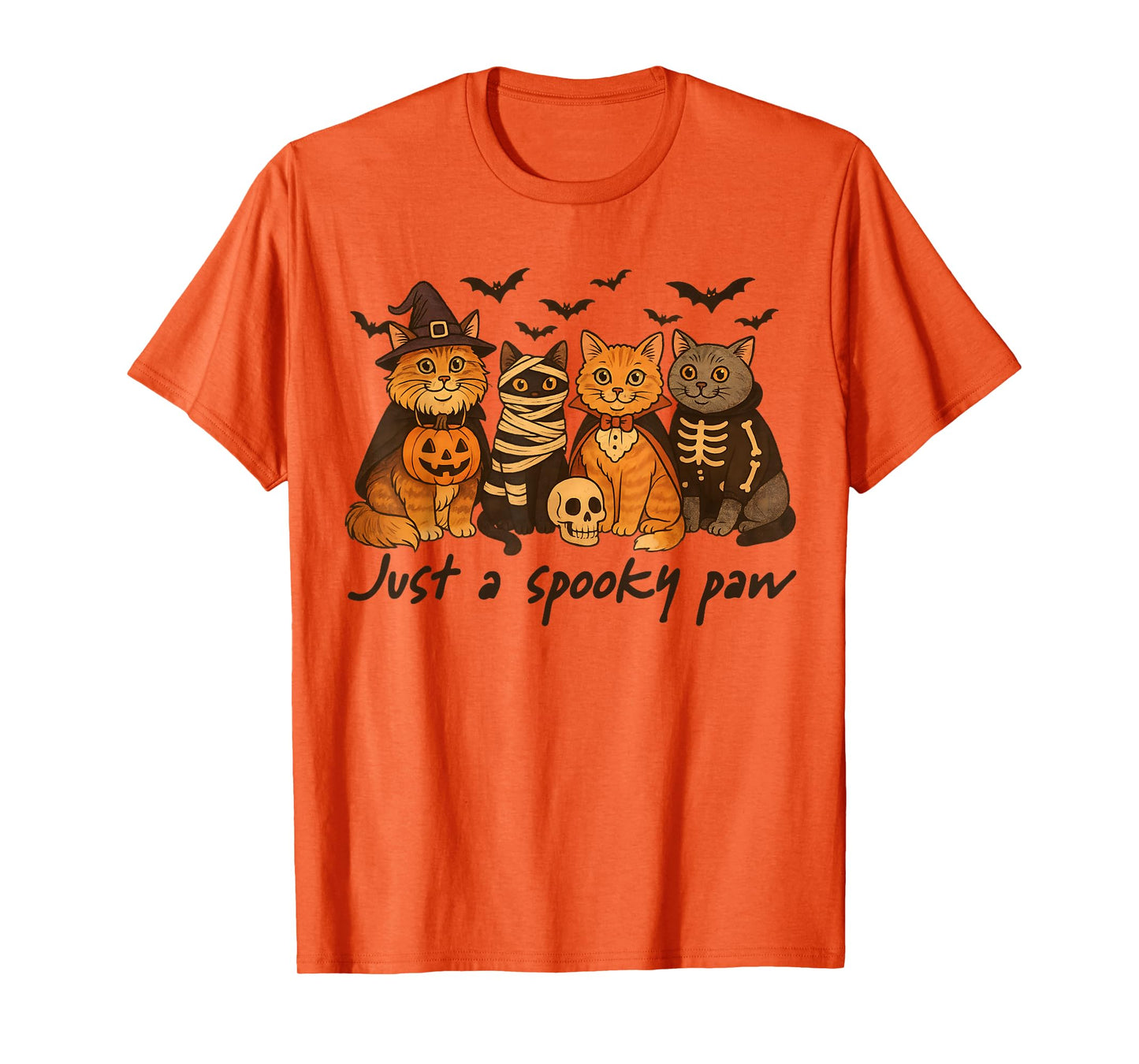 Just A Spooky Paw Cute Halloween Cats Funny Costume T-Shirt
