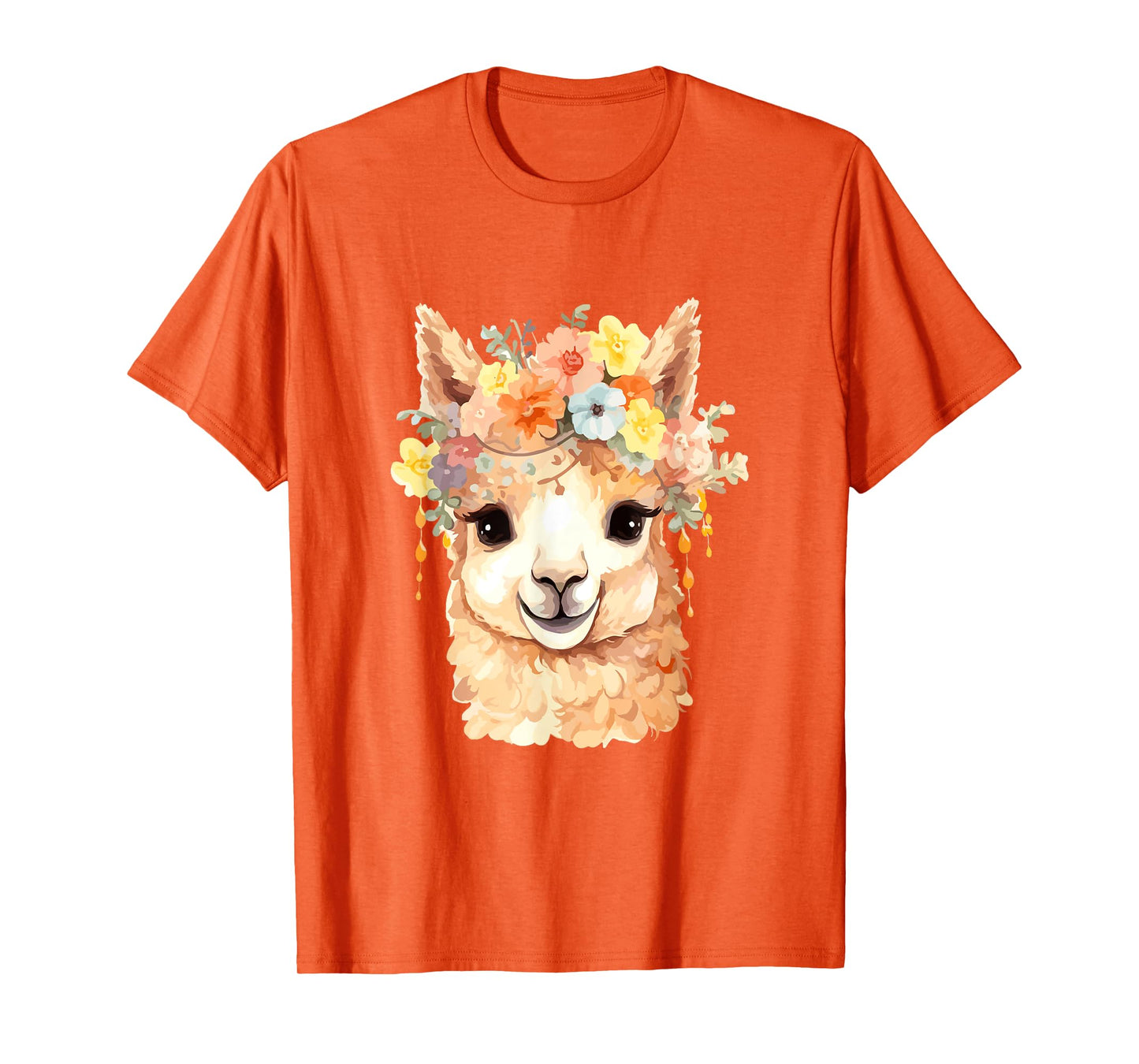 Alpaca with flowers, cute alpaca and llama T-Shirt