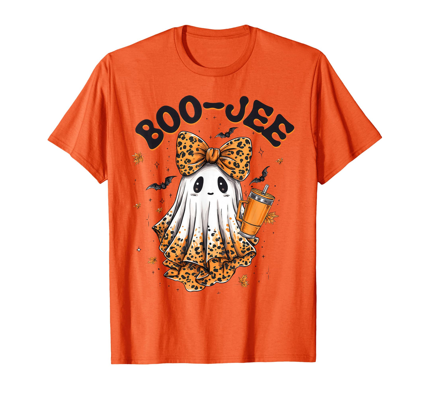 Coquette Leopard Ghost Coffee Boo-JEE Halloween Boujee Ghost T-Shirt