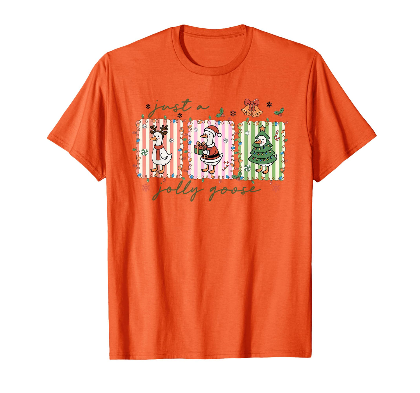 Just A Jolly Goose Funny Goose Santa Reindeer Cute Christmas T-Shirt