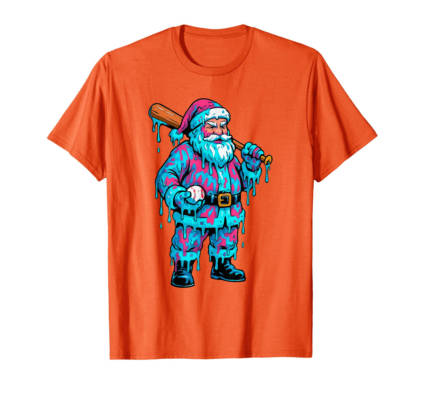 Funny Christmas Santa Ice Cream Drip Baseball Boys Youth T-Shirt