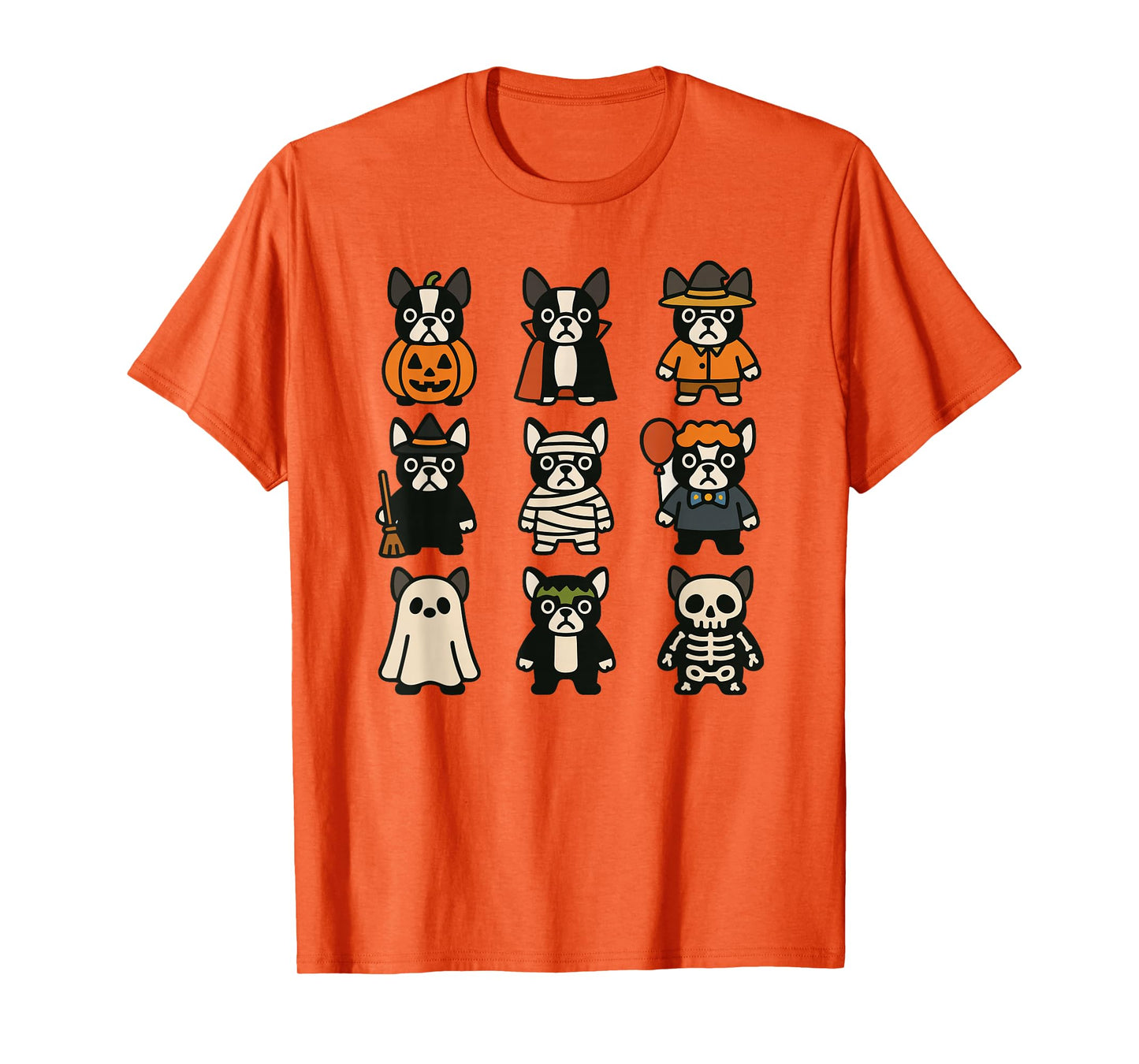 Boston Terrier Halloween Costume Funny Scary Dog Ghost Witch T-Shirt