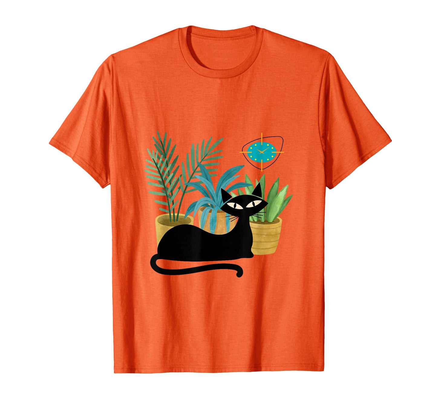 Cat Botanical Theme Midcentury Atomic Age Modern Mid Century T-Shirt