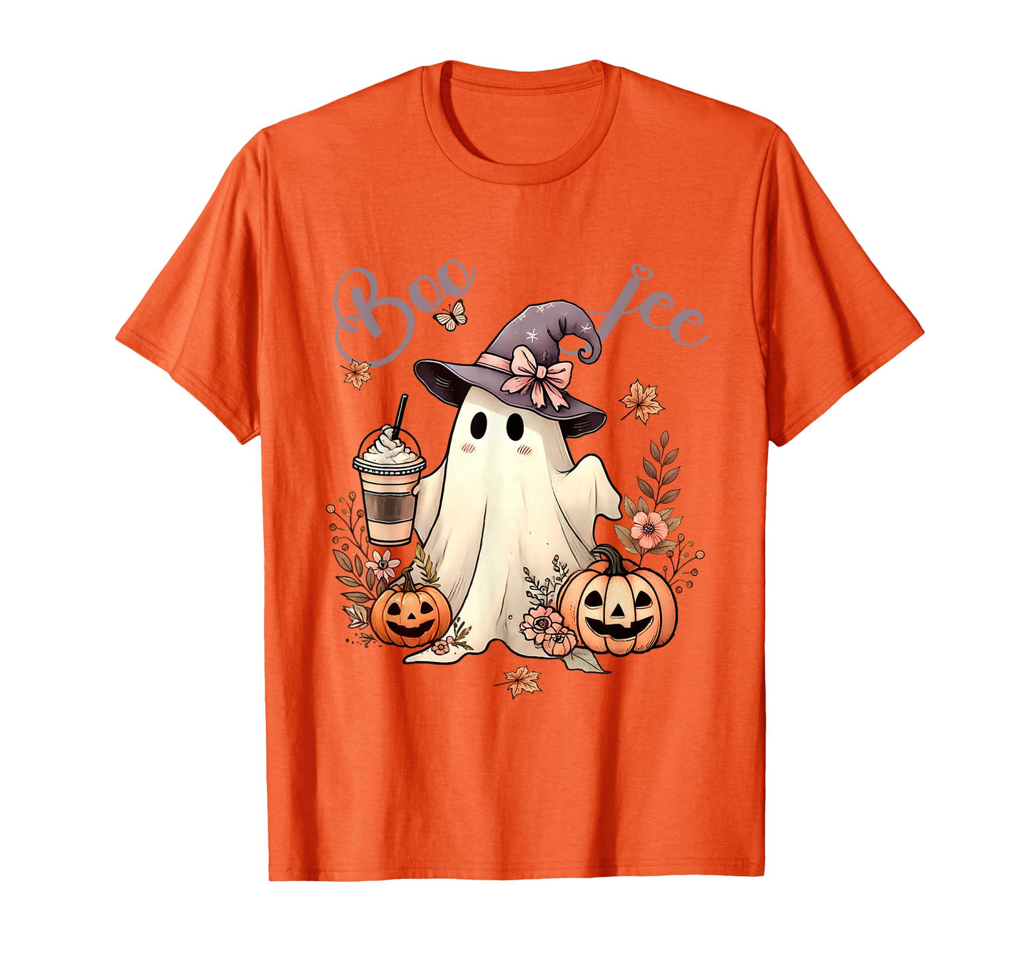Boo Jee Ghost Ice Coffee Coquette Bow Halloween Women Girl T-Shirt