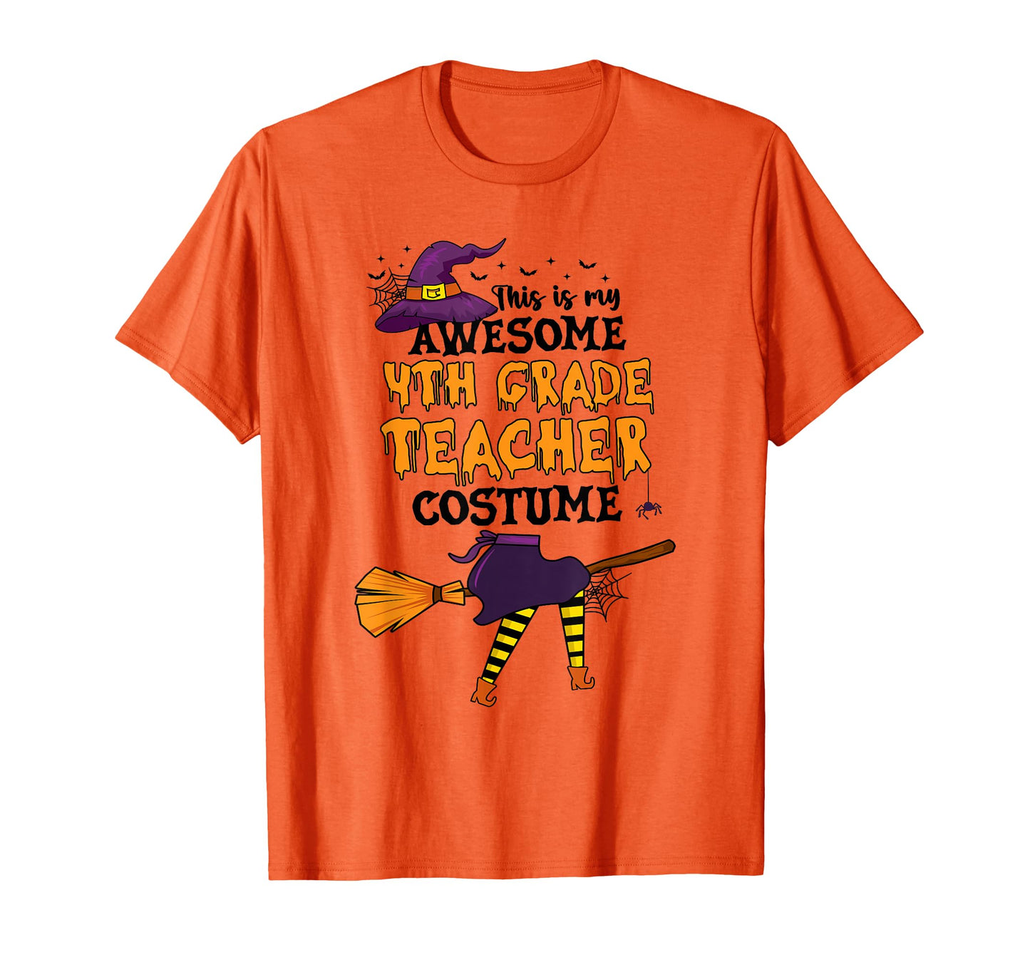 This is My Awesome 4th Grade Teacher Costume Halloween Witch T-Shirt