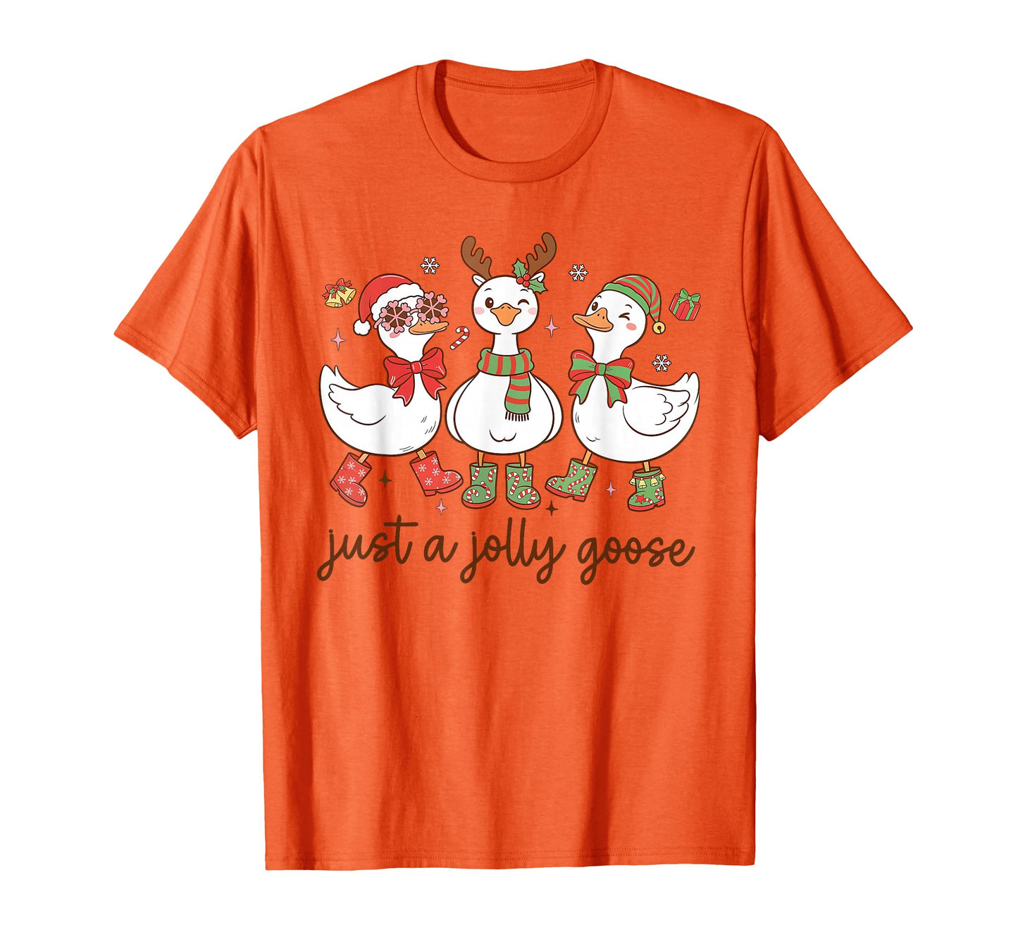 Santa Christmas Goose Just a Jolly Goose Kids Boys Girls T-Shirt