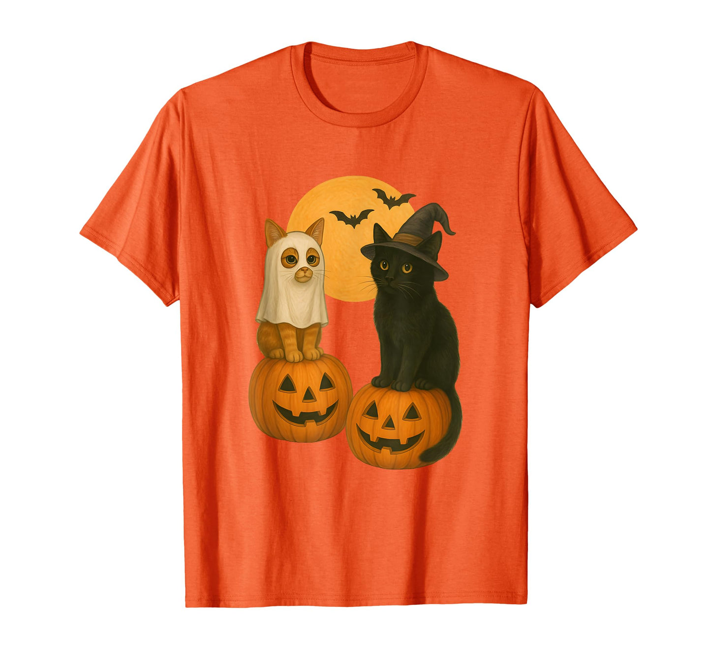 Cute Cats with Halloween Costumes Ghost and Witch Kitten T-Shirt