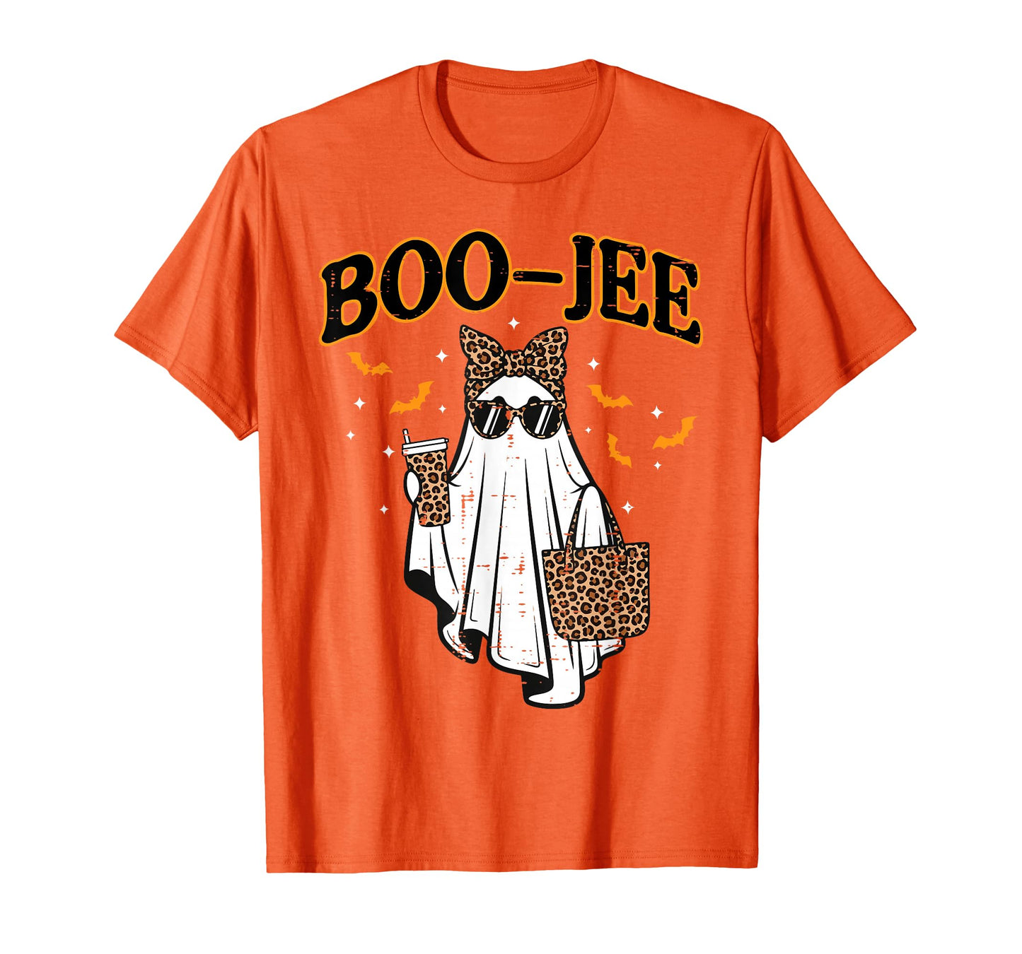 Boojee Coquette Leopard Ghost Coffee Halloween Girls Women T-Shirt