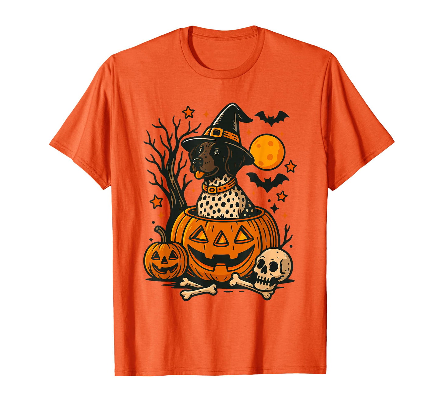 Halloween Shorthaired Pointer Spooky Vibes Witch Dog Lover T-Shirt