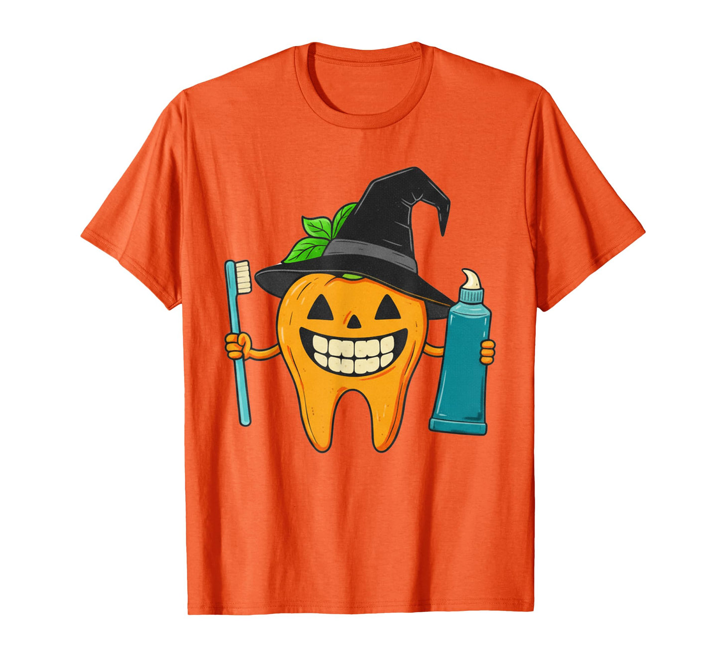 Funny Dental Halloween Pumpkin Tooth with Witch Hat T-Shirt