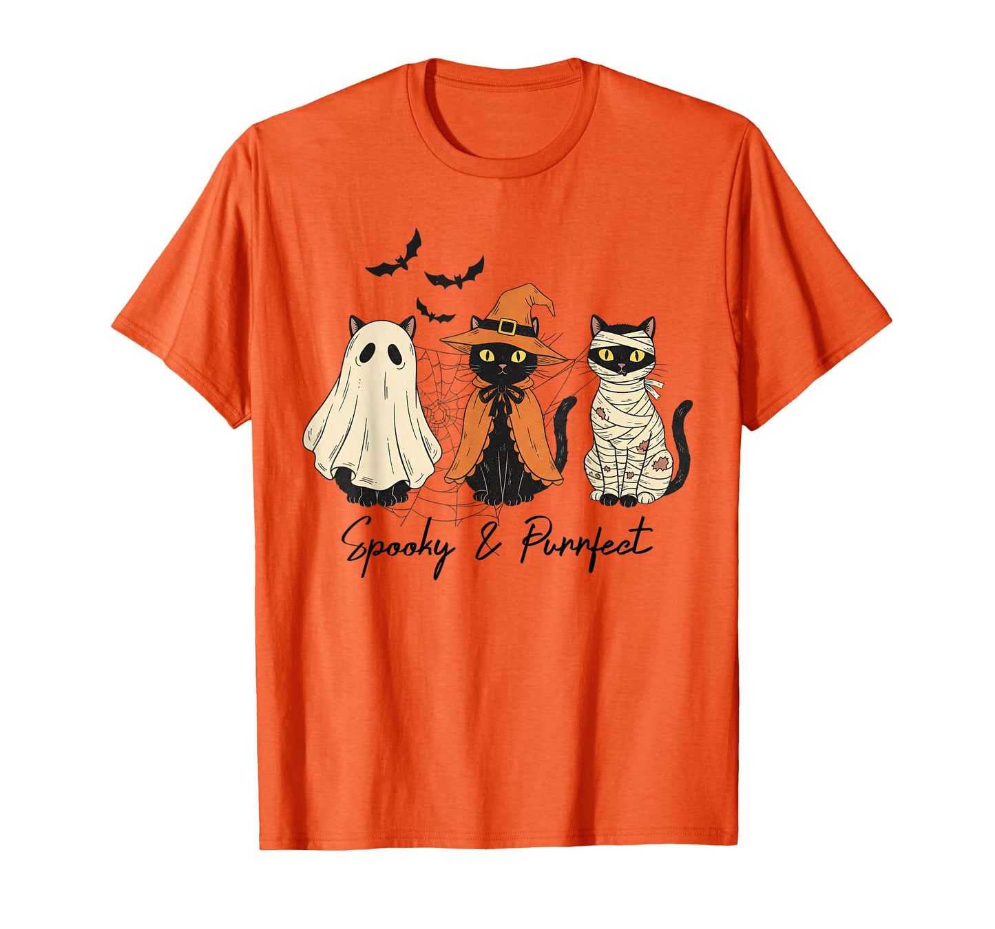 Spooky and Purrfect Black Cats Witch Scary Halloween T-Shirt