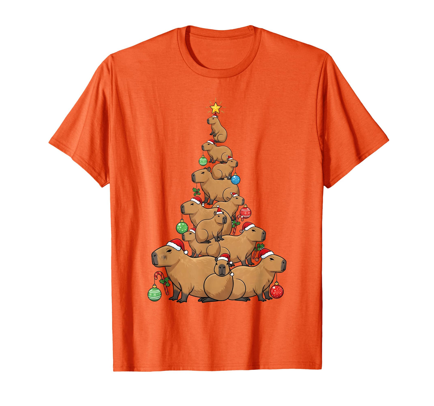 Cute Capybara Lovers Christmas Tree Santa Xmas Boys Kids Men T-Shirt