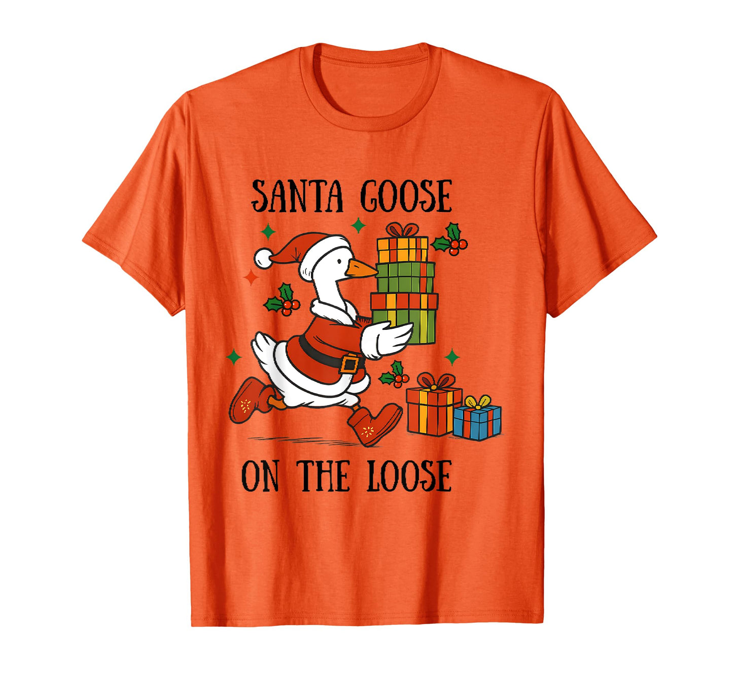 Santa Goose On The Loose Merry Goosemas Christmas Cute Xmas T-Shirt