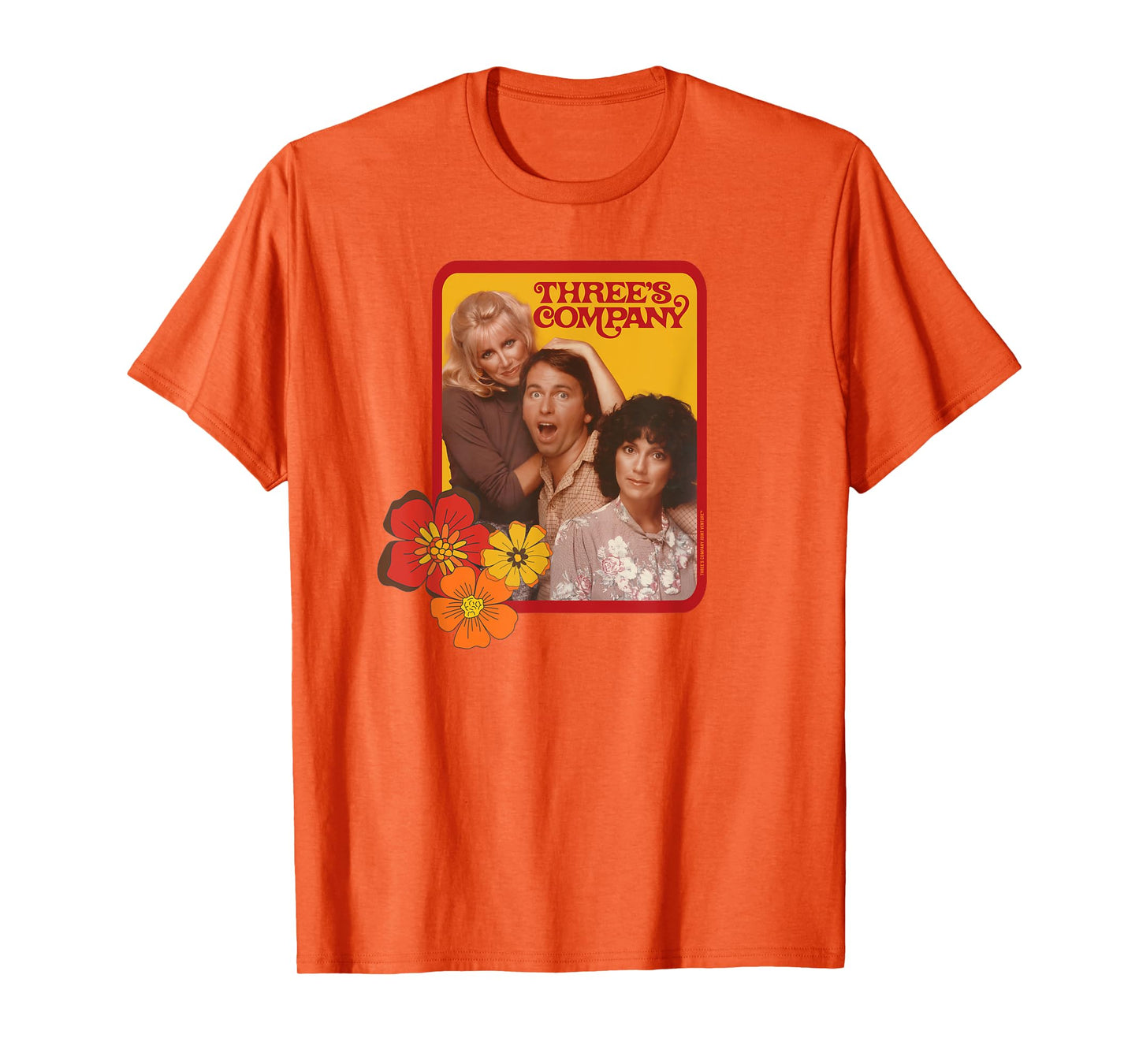 Jack & Janet & Chrissy Three's Company Retro Floral Graphic T-Shirt