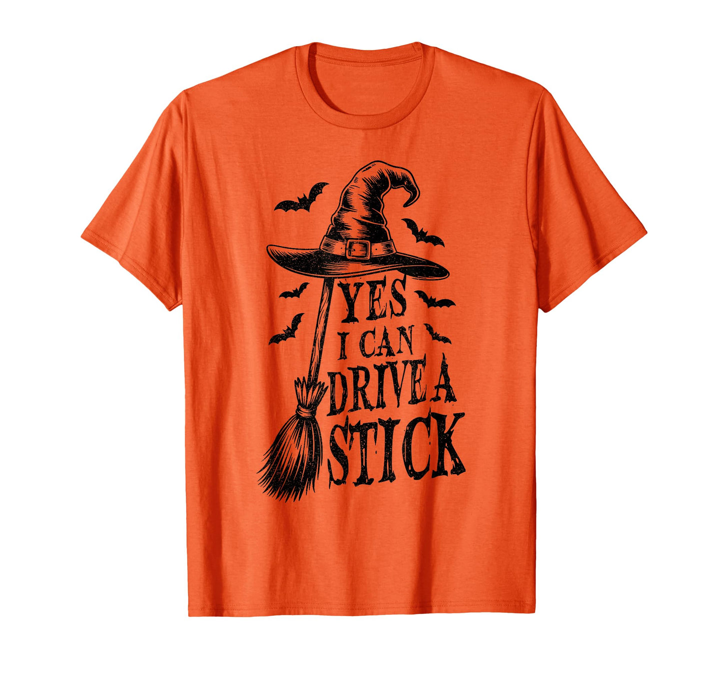 Yes I Can Drive A Stick Funny Halloween Spooky Witch T-Shirt