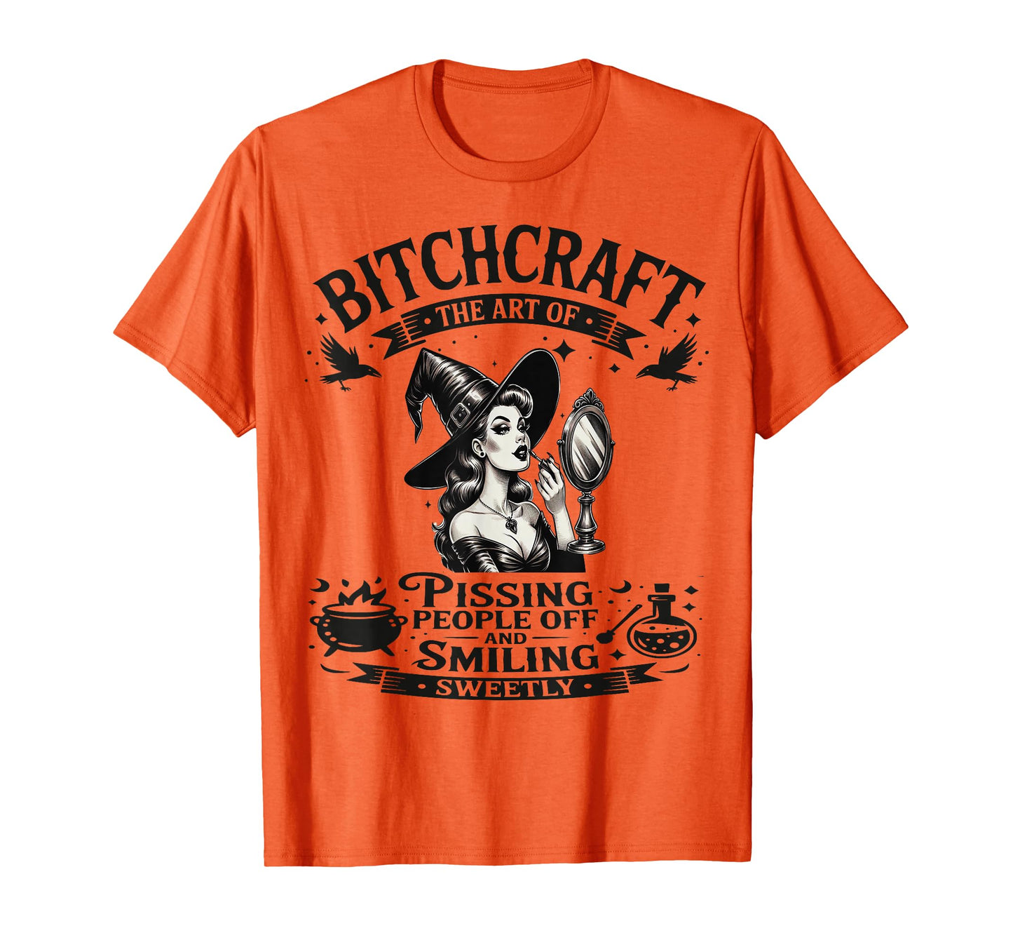 Halloween Vintage Witch Bitchcraft Pin Up Girl Funny T-Shirt
