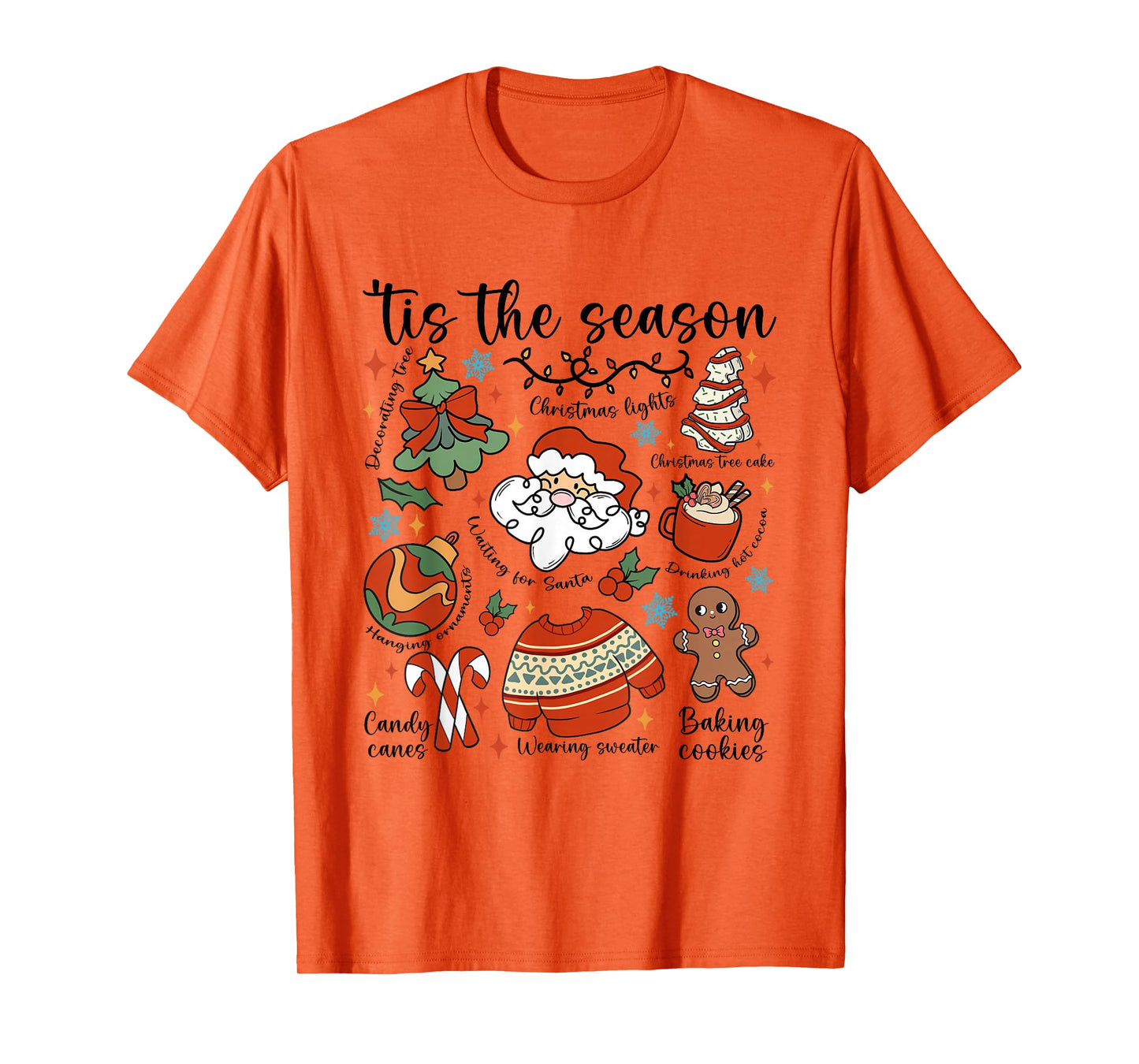 Retro Tis The Season Christmas Doodles Cute Santa Claus Xmas T-Shirt