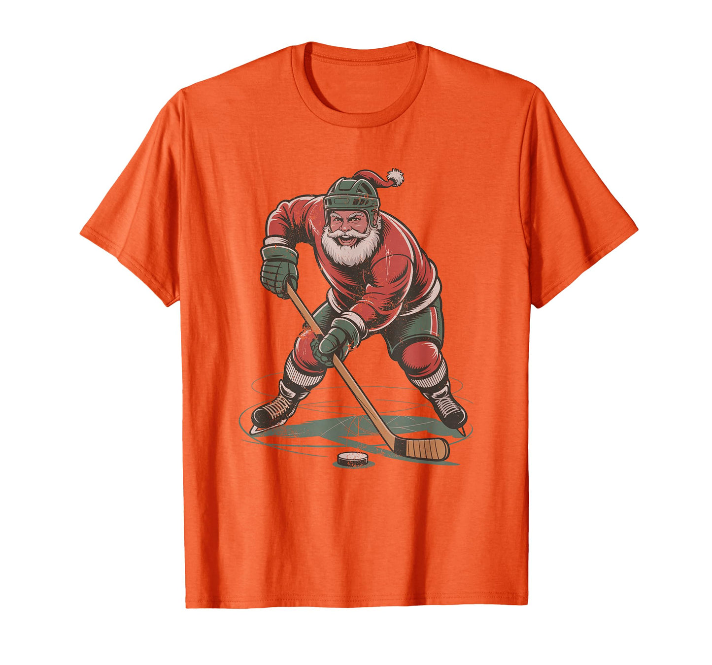 Santa Playing Hockey Retro Vintage 90s Christmas Holiday T-Shirt