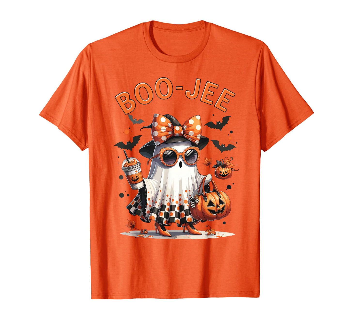 Boo JEE Coquette Pumkin Ghost Coffee Halloween Boujee Ghost T-Shirt