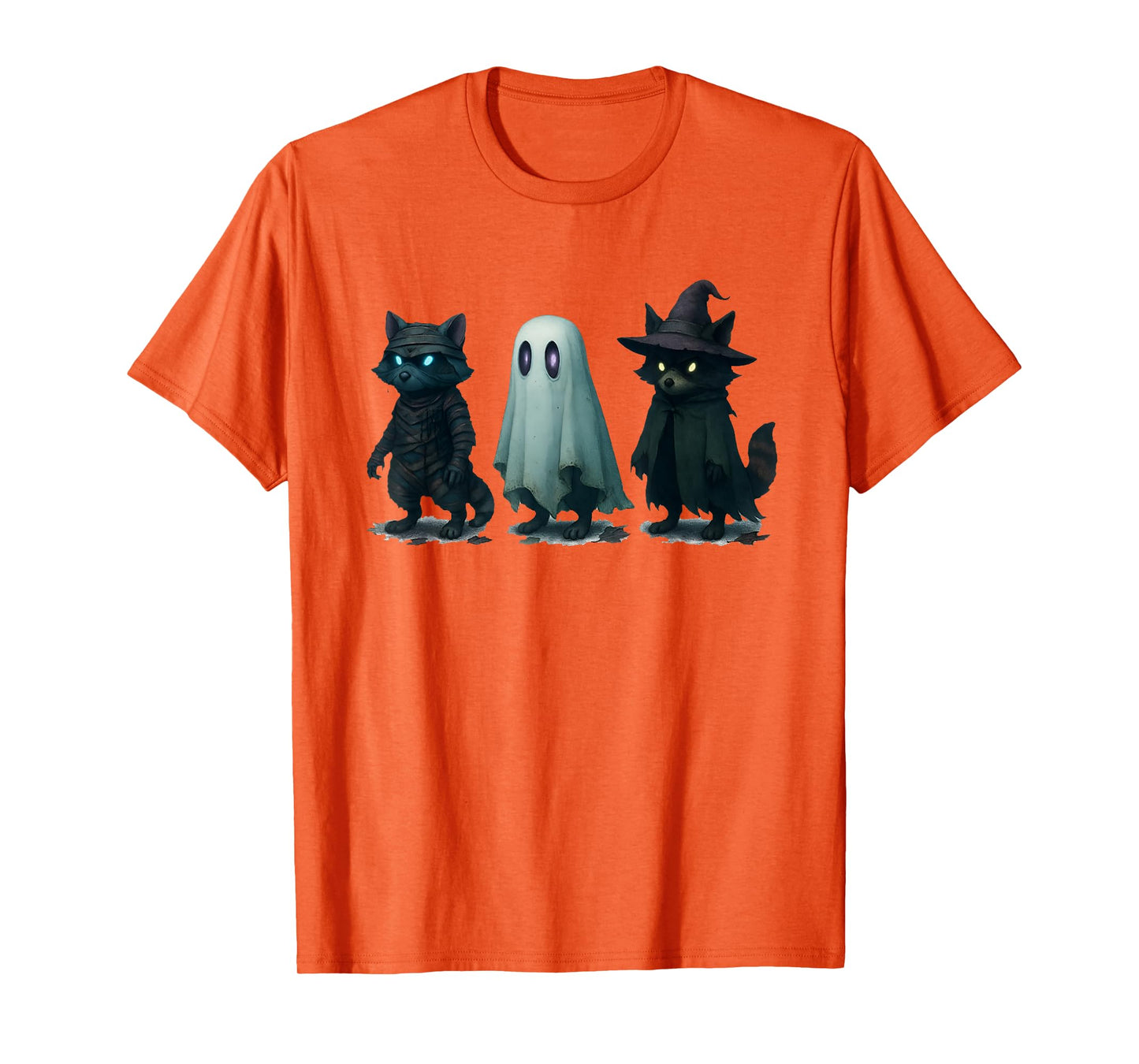 Spooky and Feral Funny Witch Ghost Raccoon Halloween Costume T-Shirt