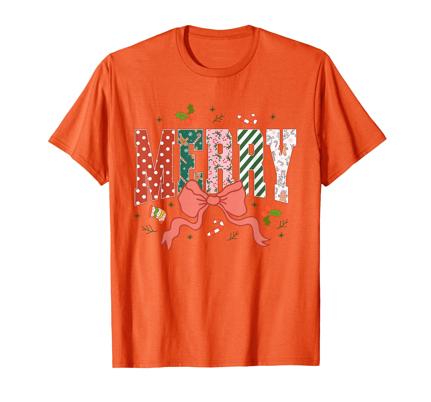Coquette Merry Christmas Xmas Merry and Bright Family Womens T-Shirt