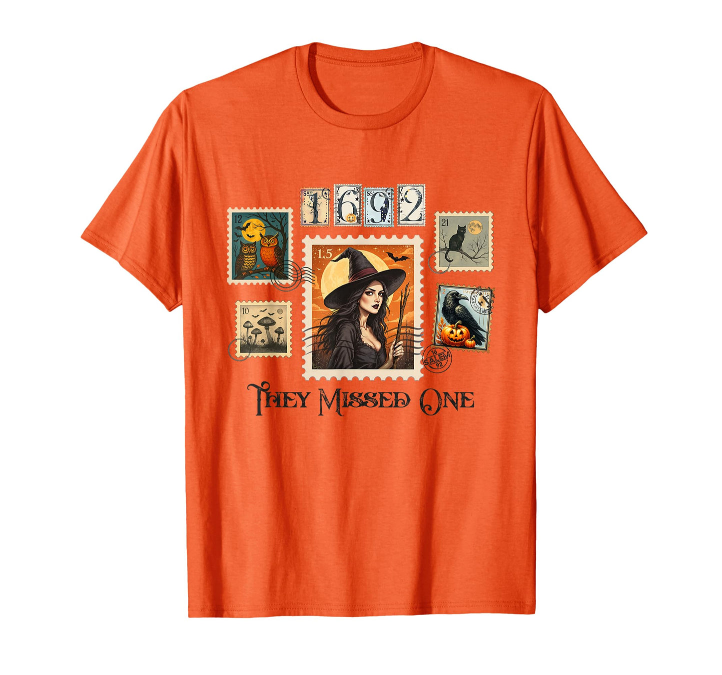 Witch Salem They Missed One 1692 Halloween Postage Stamp T-Shirt
