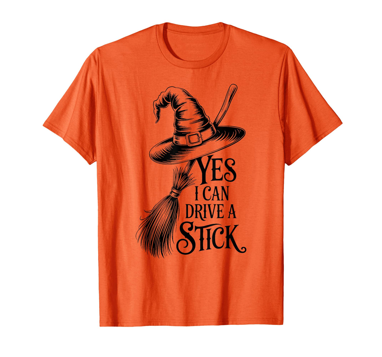 Yes I Can Drive A Stick Funny Halloween Spooky Witch T-Shirt