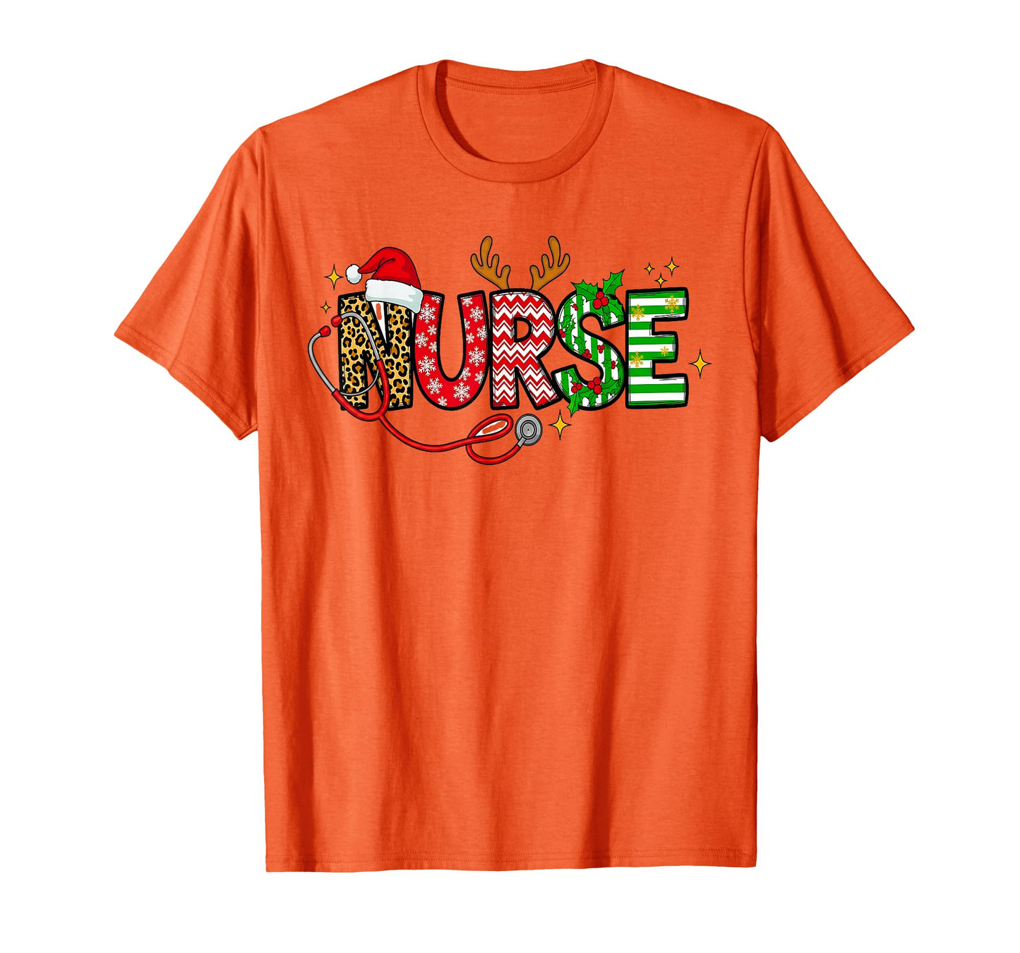 Stethoscope Santa Hat Reindeer Xmas Christmas Nurse T-Shirt