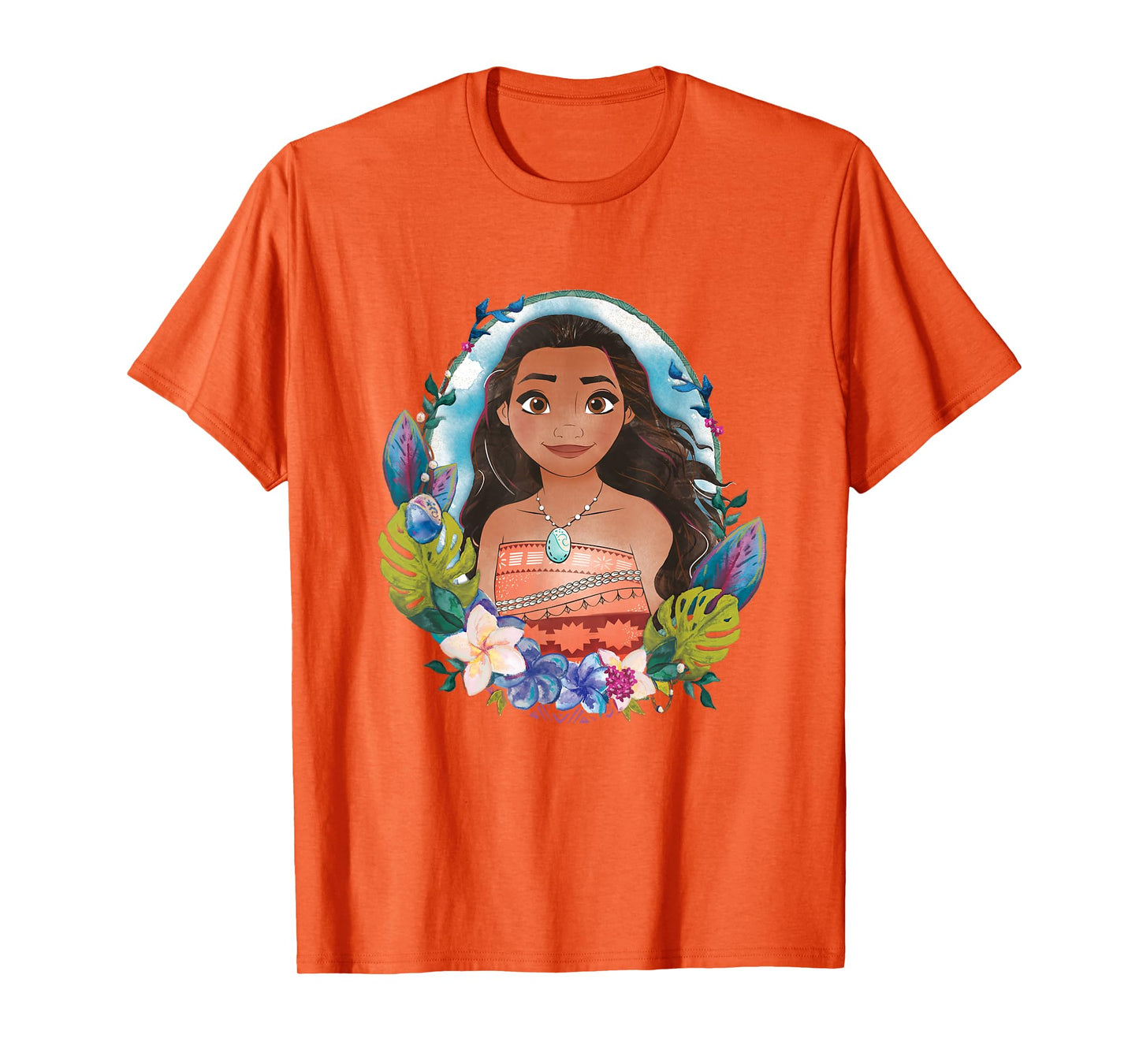 Disney Moana Beautiful Floral Face Portrait Vintage T-Shirt