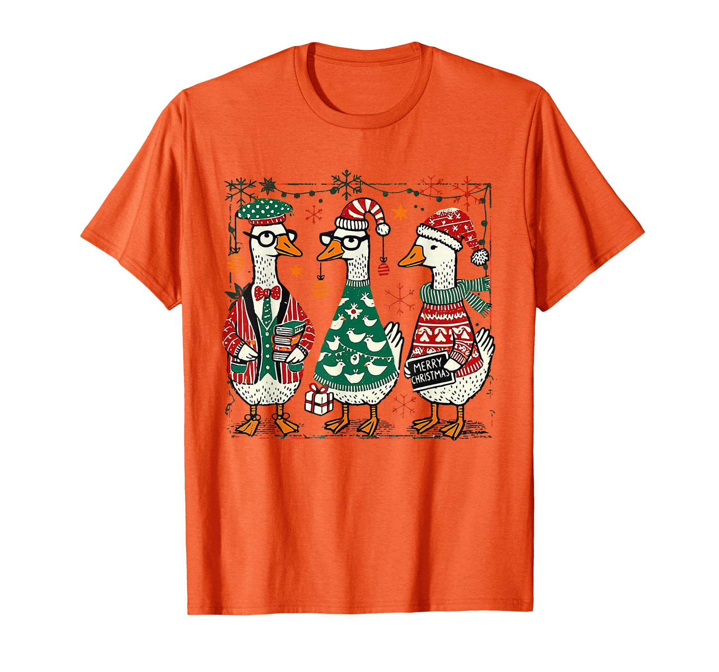 Retro Christmas Silly Goose Christmas Light Goosemas Funny T-Shirt