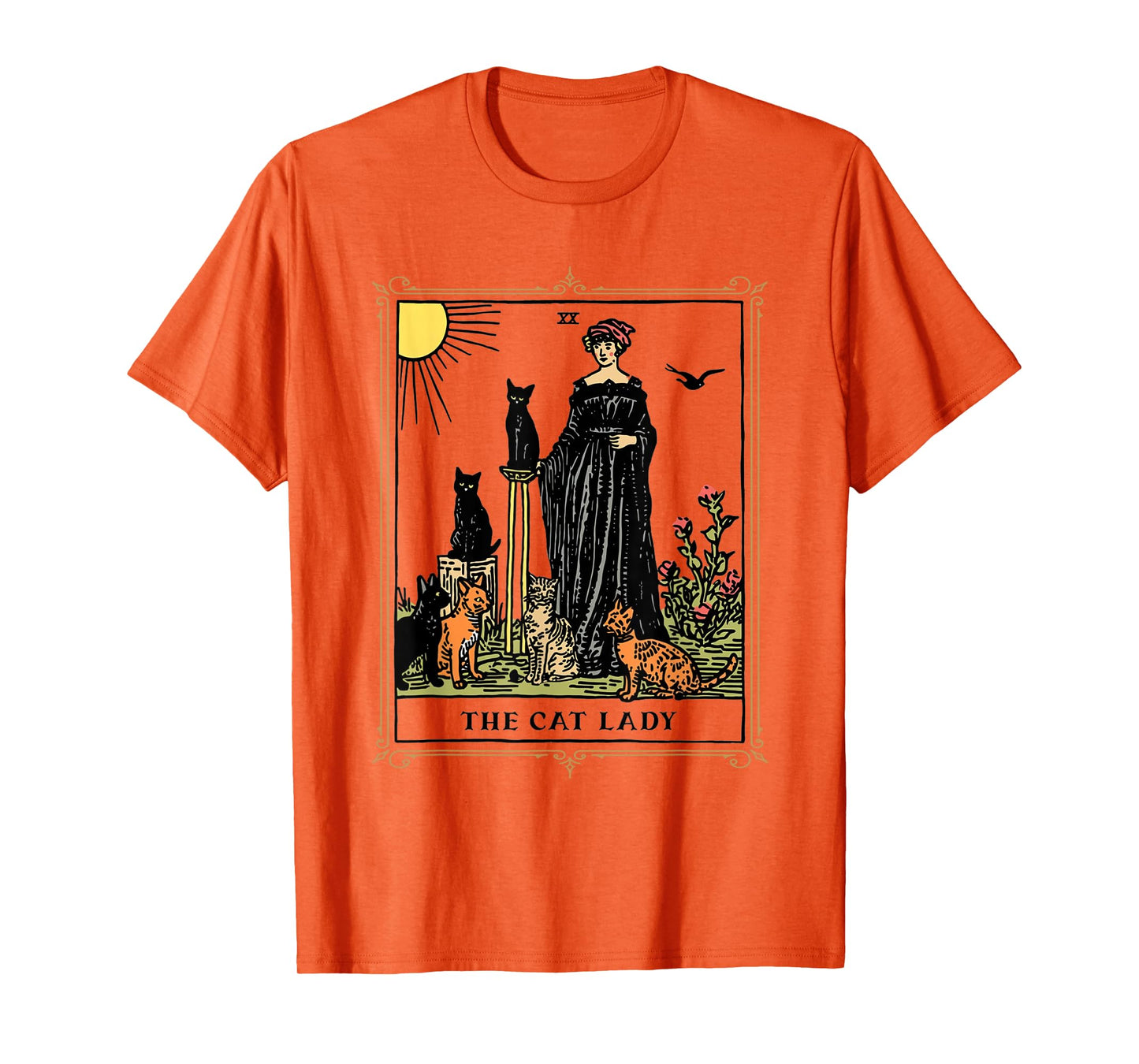 The Cat Lady Tarot Card, Vintage Gothic Cat Women Cat Mom T-Shirt
