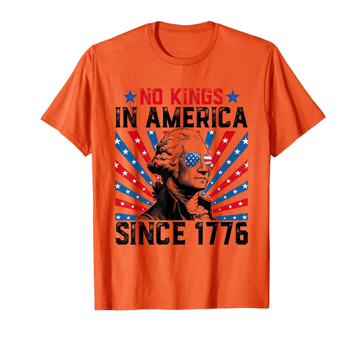 No Kings in America Since 1776 Distressed USA Flag Vintage T-Shirt