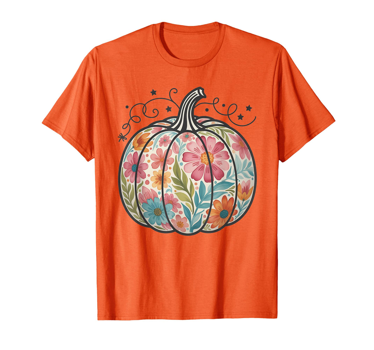 Floral Boho Pumpkin Preppy Fall Thanksgiving Cozy Season T-Shirt