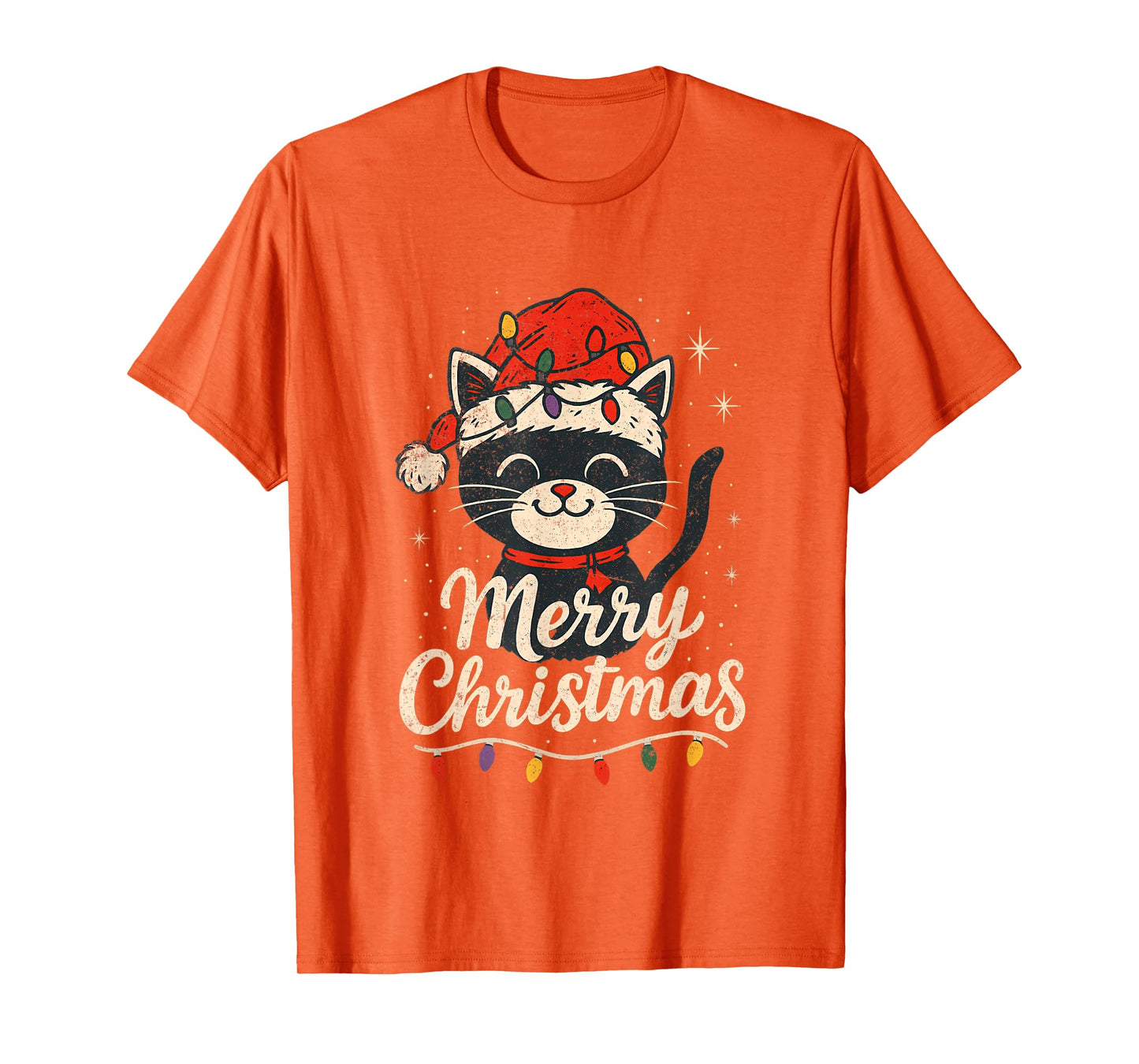 Merry Christmas Santa Retro Cat Lover T-Shirt