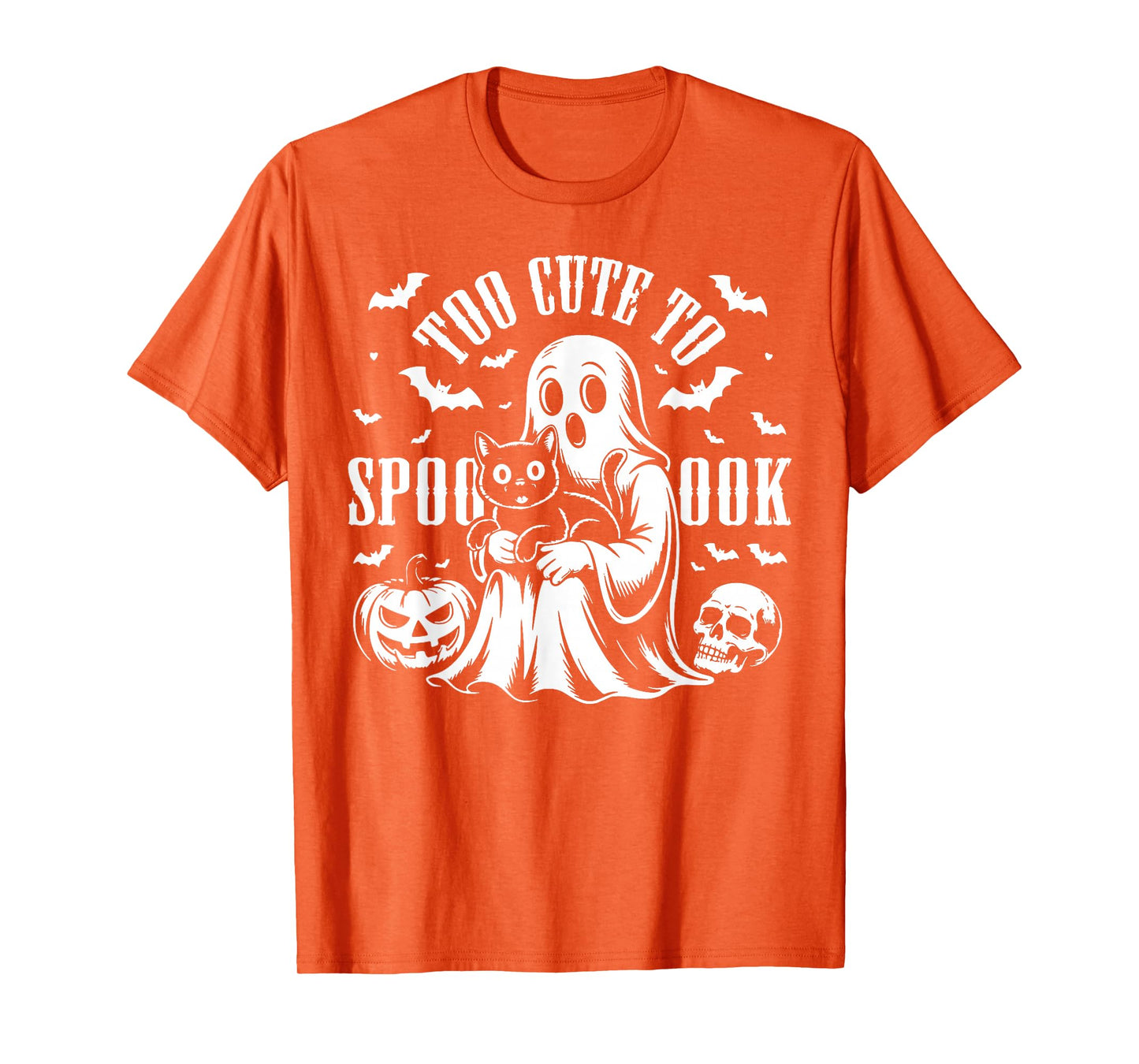 Too Cute to Spook Pet Funny Spooky Halloween Boo Ghost Cat T-Shirt